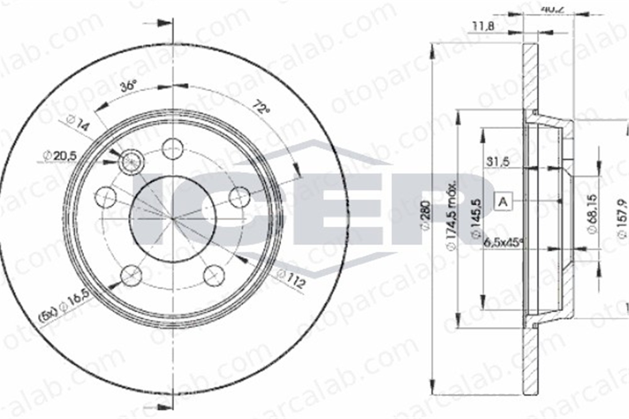 GOODYEAR 103202 Fren Disk Ayna Arka Sağ ve Sol VW TRANSPORTER T4 Minibüs/Otobüs TRANSPORTER T4 Panelvan/Van 7D0615601 701615601