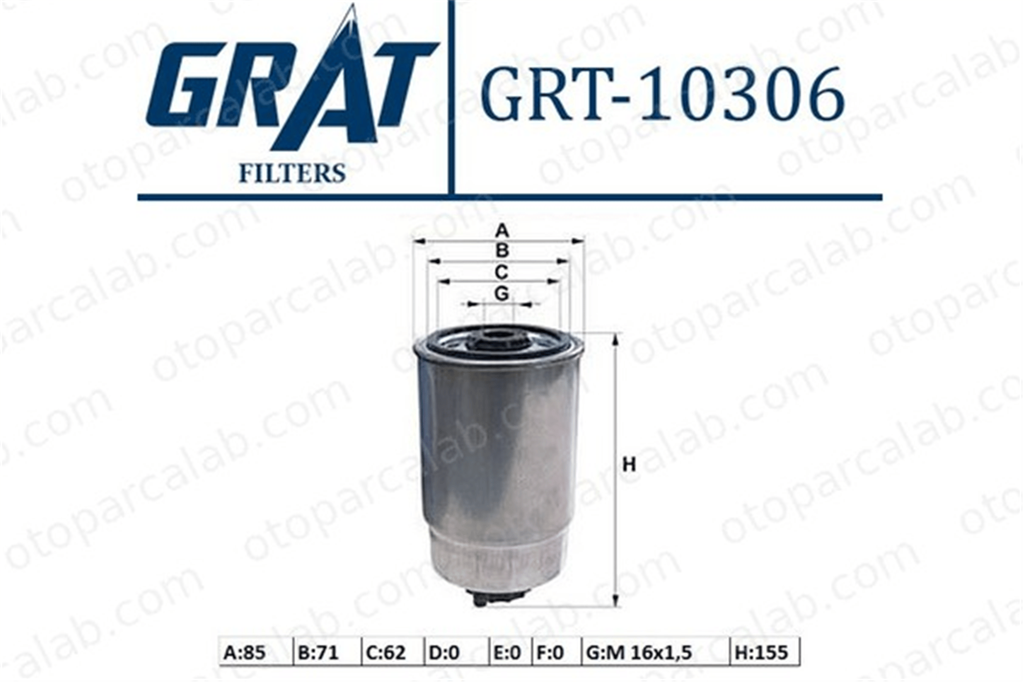 GRAT 10306 Yakıt Filtresi IVECO DAILY II Panelvan/Van DAILY II Platform şasi 9936891 9944921