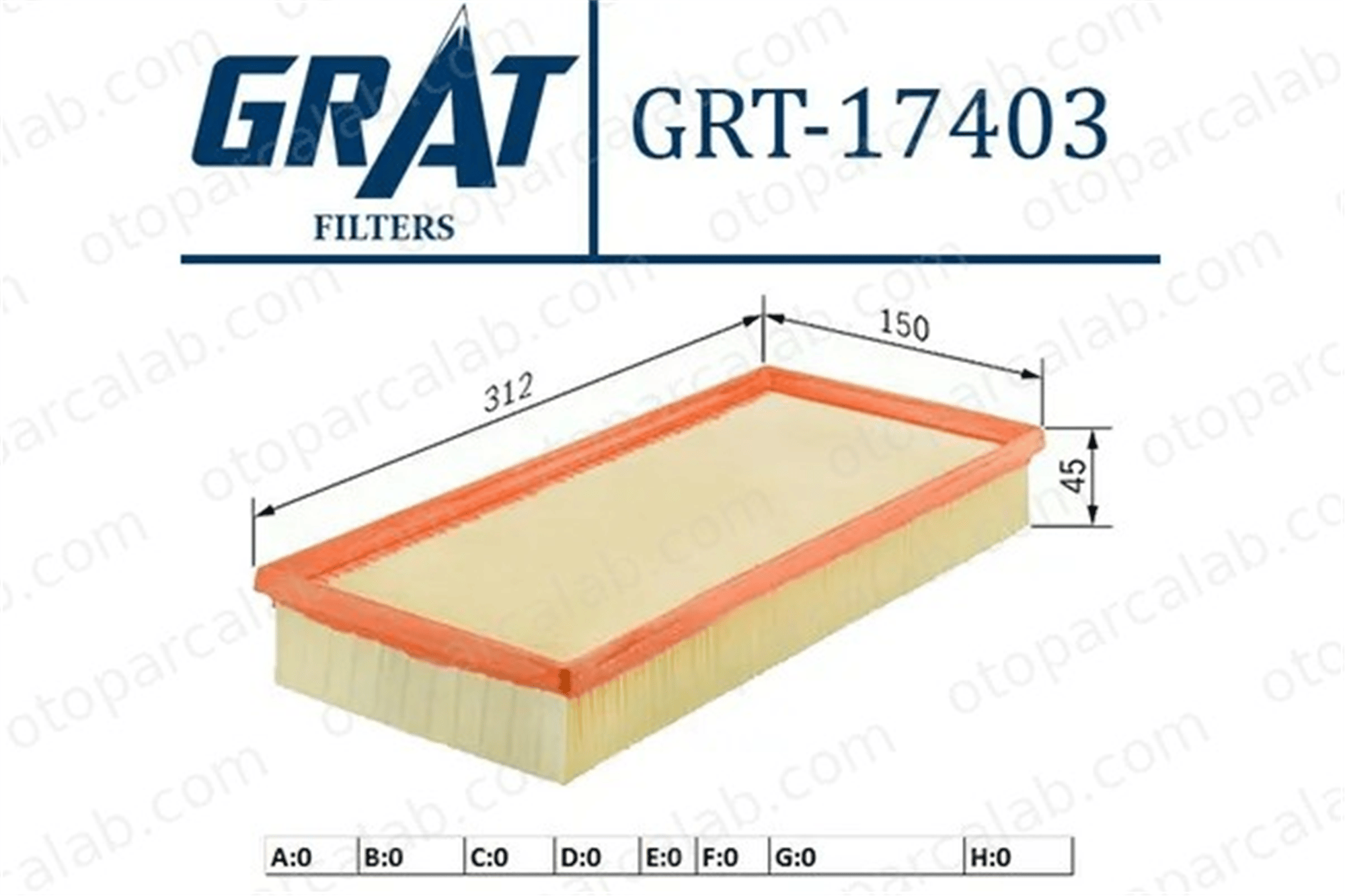 GRAT 18107 Hava Filtresi TOYOTA CARINA E VI CARINA E VI Sedan 1780102050 1780102040