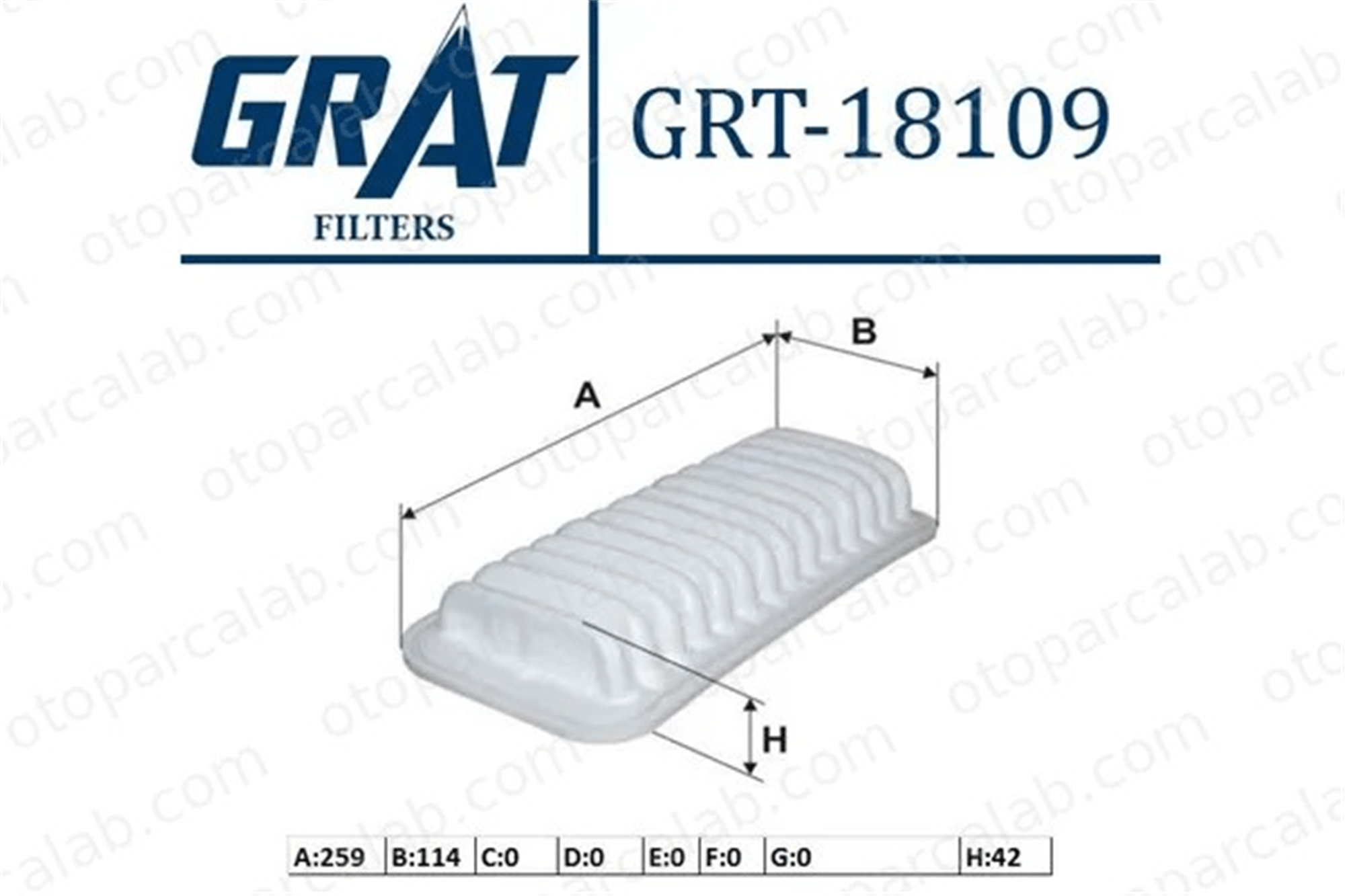 GRAT 18109 Hava Filtresi TOYOTA YARIS CITROËN C1 1780123030 1444PW