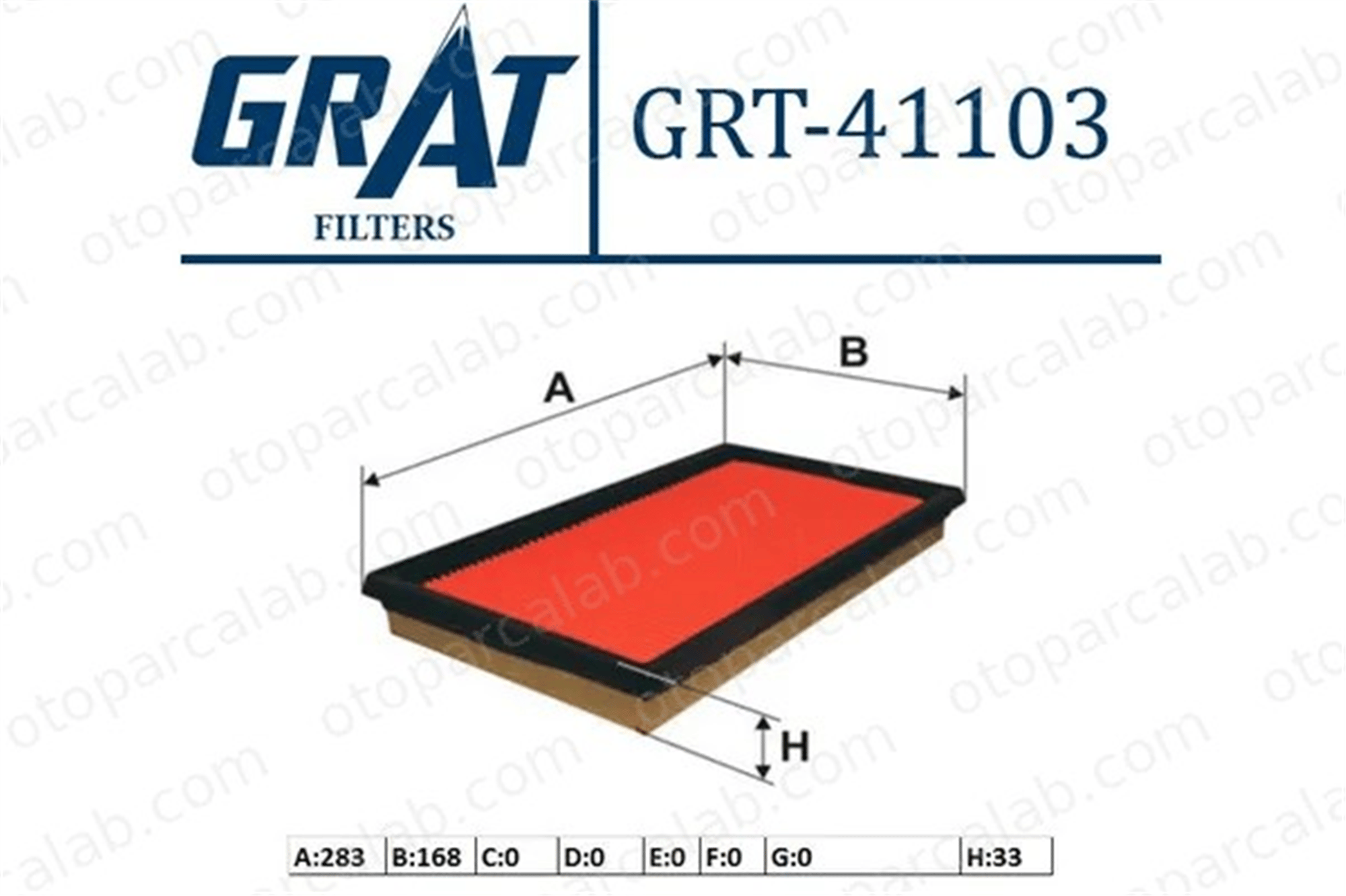 GRAT 41103 Hava Filtresi NISSAN PRIMERA PRIMERA Hatchback 16546V0100 1444L1