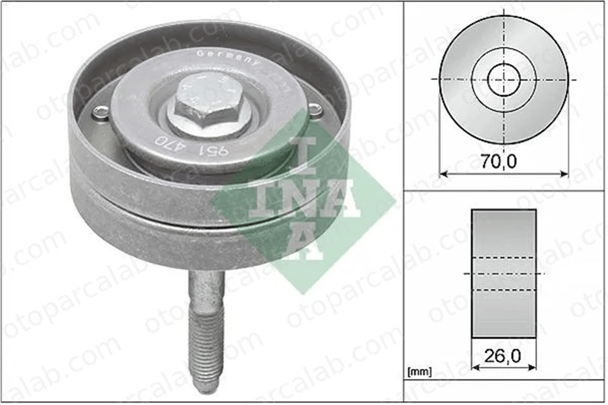 INA 532 0596 10 Vantilatör Kayış Gergi Rulmanı VW TOURAN GOLF PLUS V 3C145276B 03C145276B