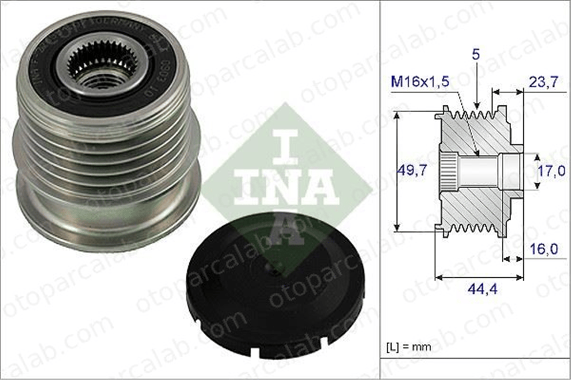 INA 535 0011 10 Alternatör Kasnağı MERCEDES-BENZ A-SERISI VANEO A1661550215 101543902