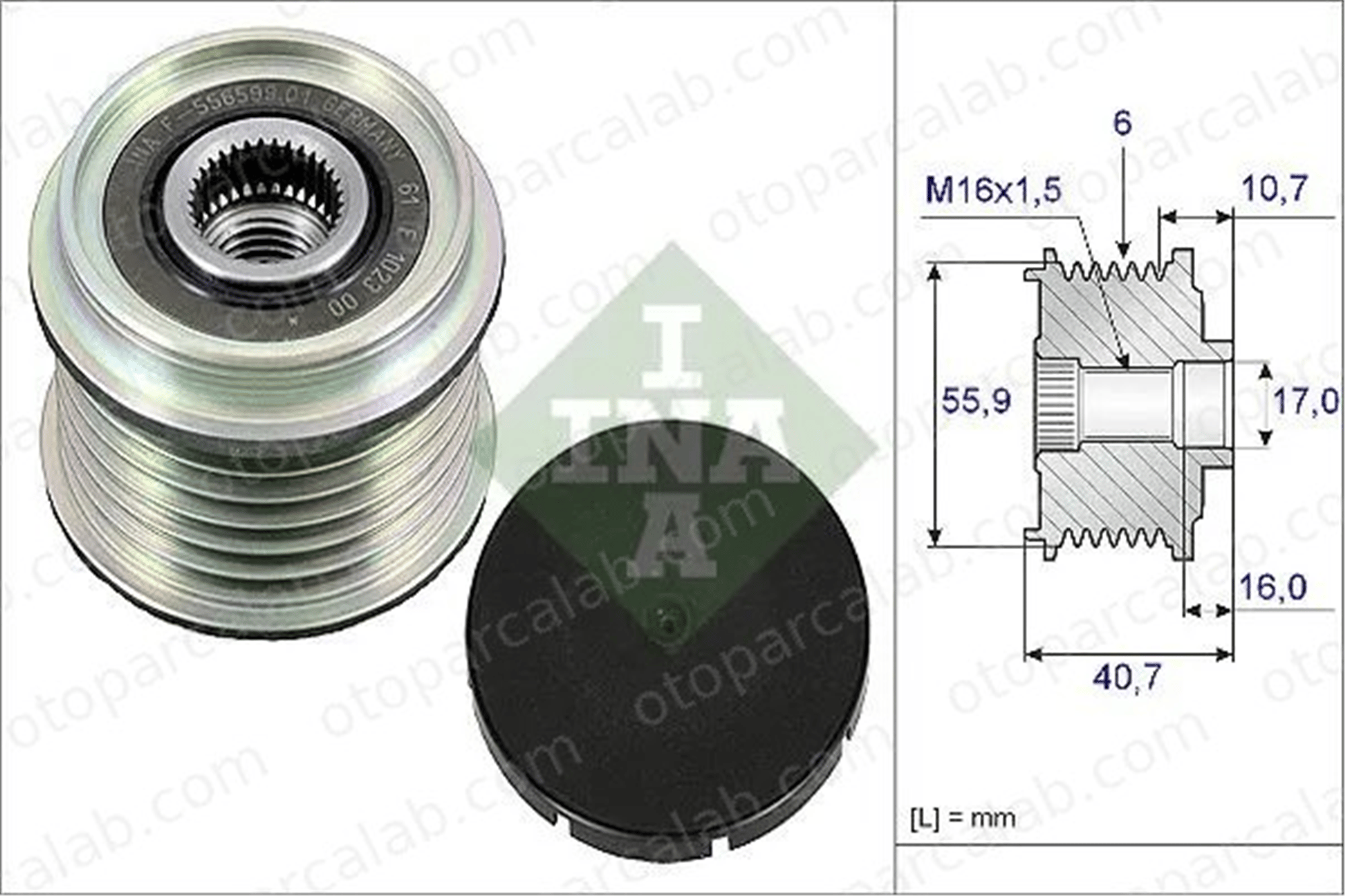 INA 535 0028 10 Alternatör Kasnağı RENAULT LAGUNA II Grandtour MEGANE I Classic 7700430182 7700431941