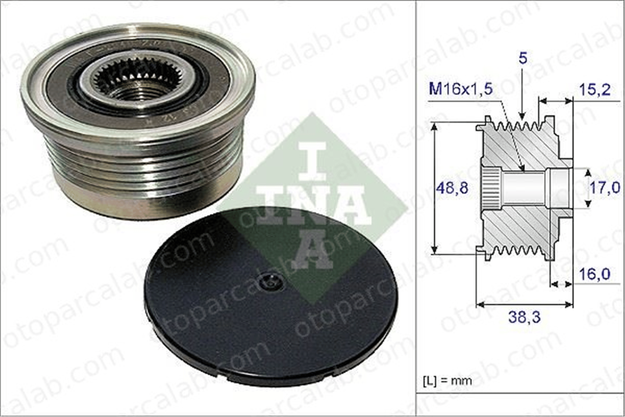 INA 535 0048 10 Alternatör Kasnağı RENAULT LAGUNA II Grandtour LAGUNA II 8602806 231005225R