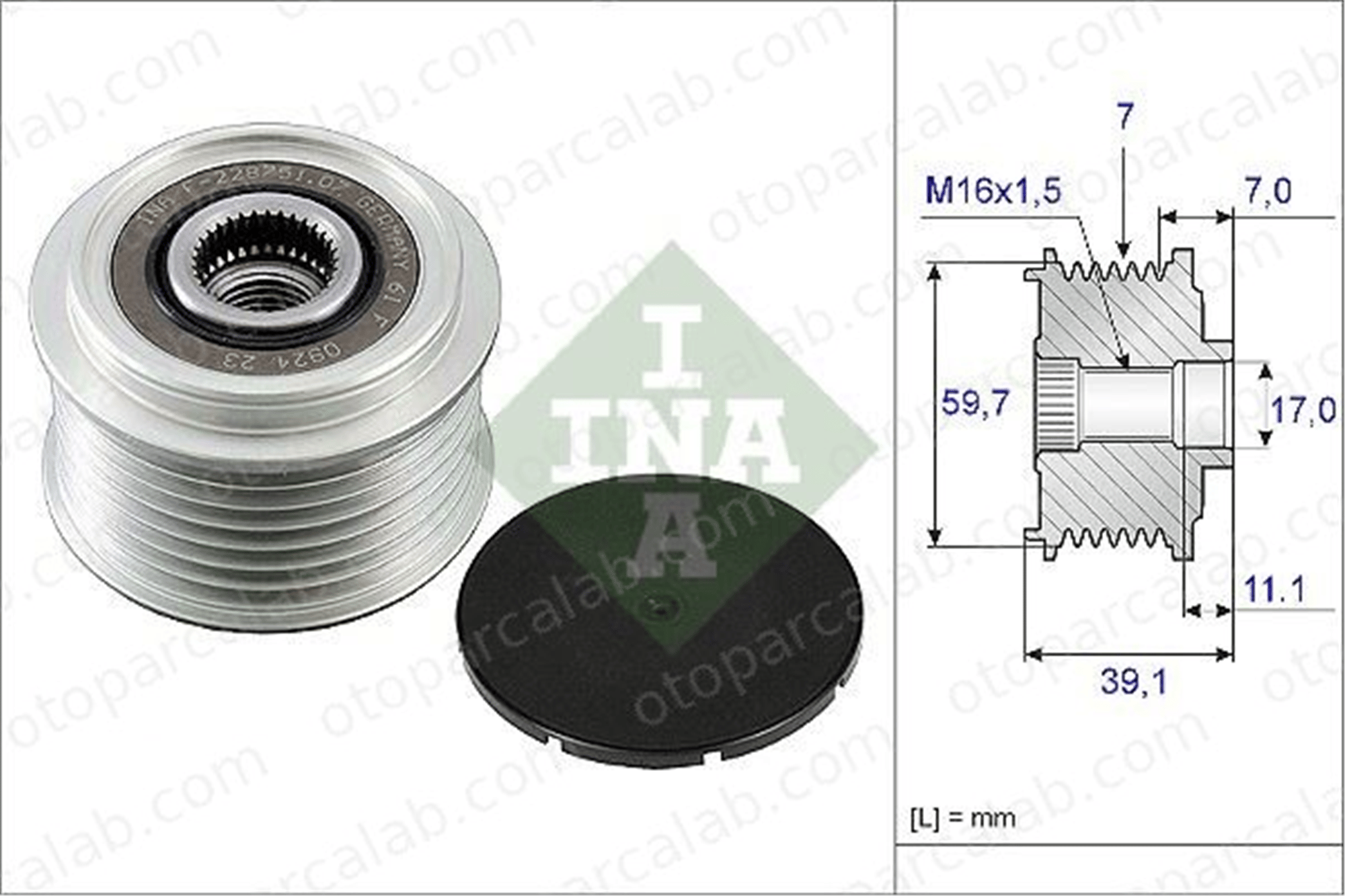 INA 535 0053 10 Alternatör Kasnağı RENAULT TRUCKS MASCOTT Platform şasi MASCOTT Panelvan/Van 231502W200 231008255R