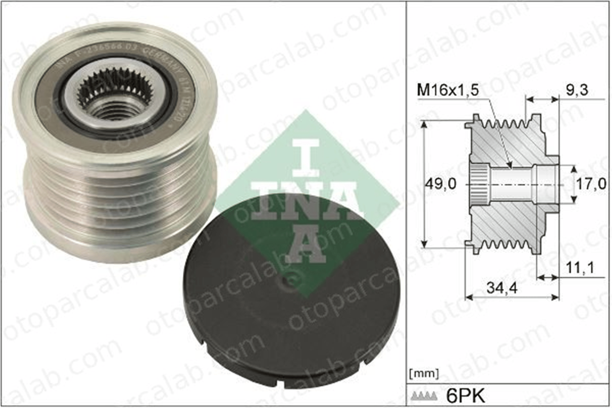 INA 535 0075 10 Alternatör Kasnağı BMW 1 3 12317552352 12314466271