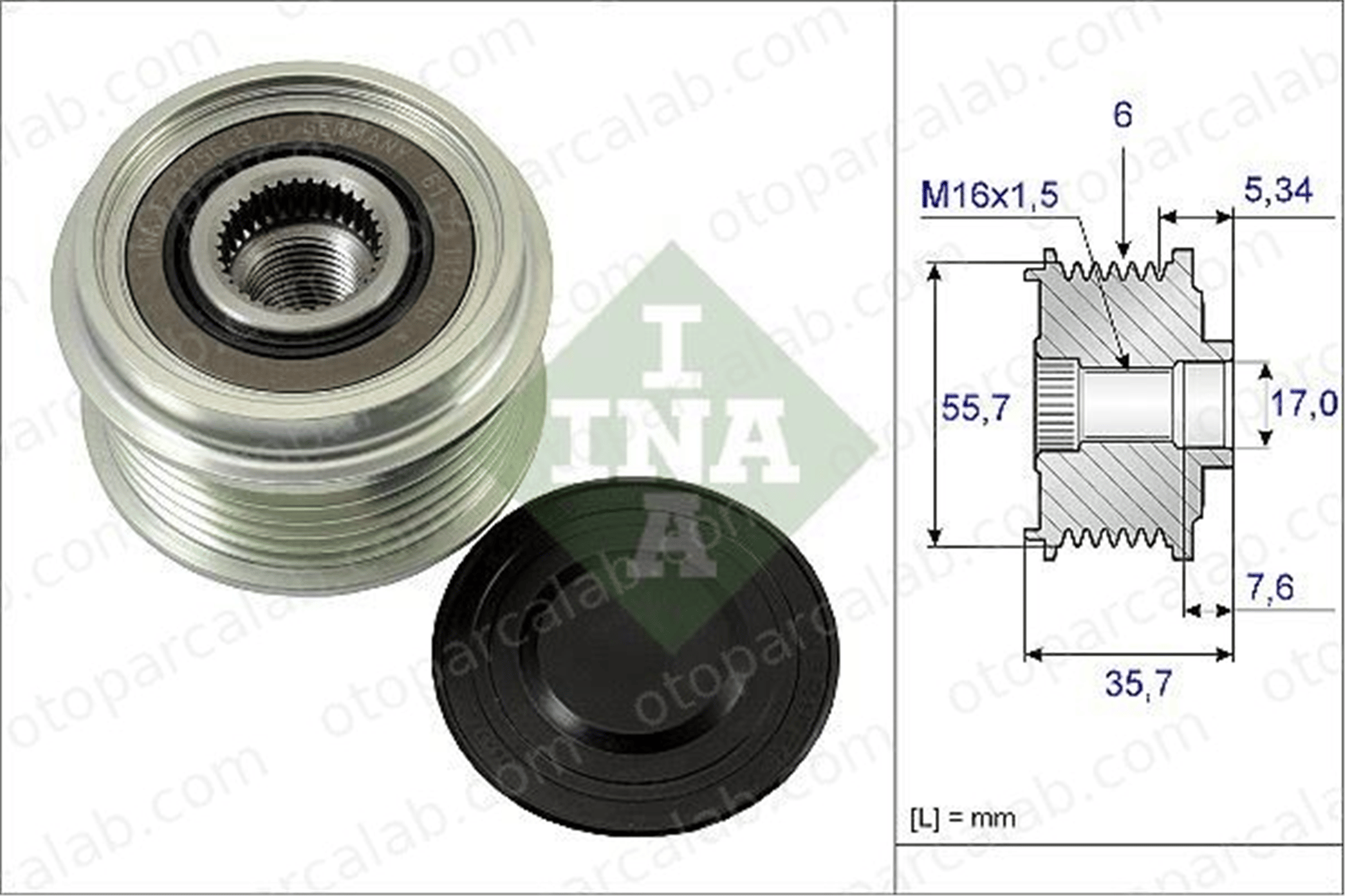 INA 535 0077 10 Alternatör Kasnağı SSANGYONG MUSSO OPEL ANTARA A 93743440 96627029