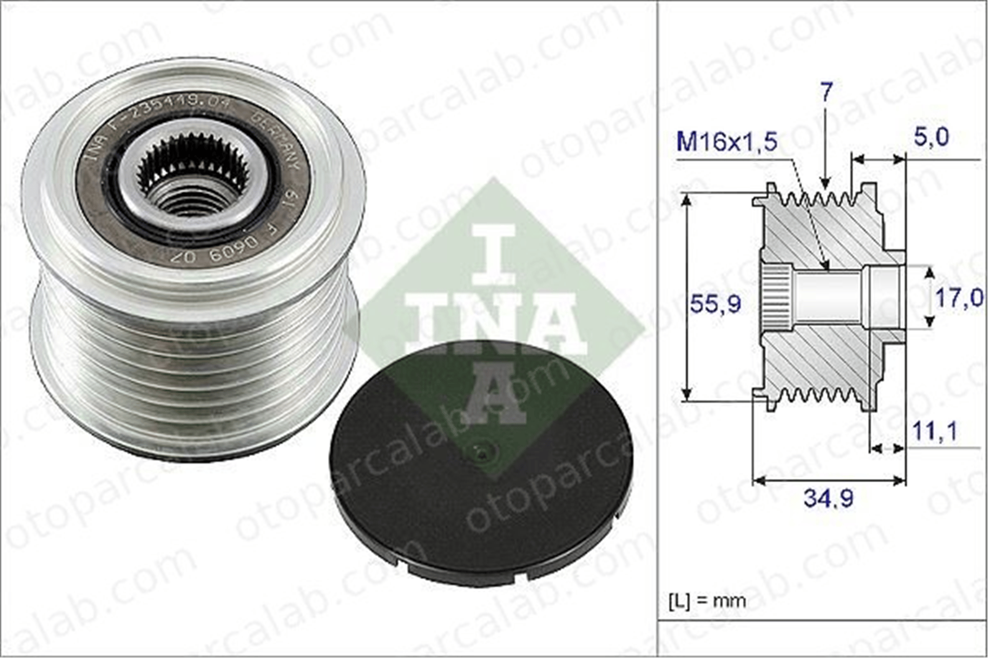 INA 535 0083 10 Alternatör Kasnağı VW TOUAREG PORSCHE MACAN 21903119L 021903119L