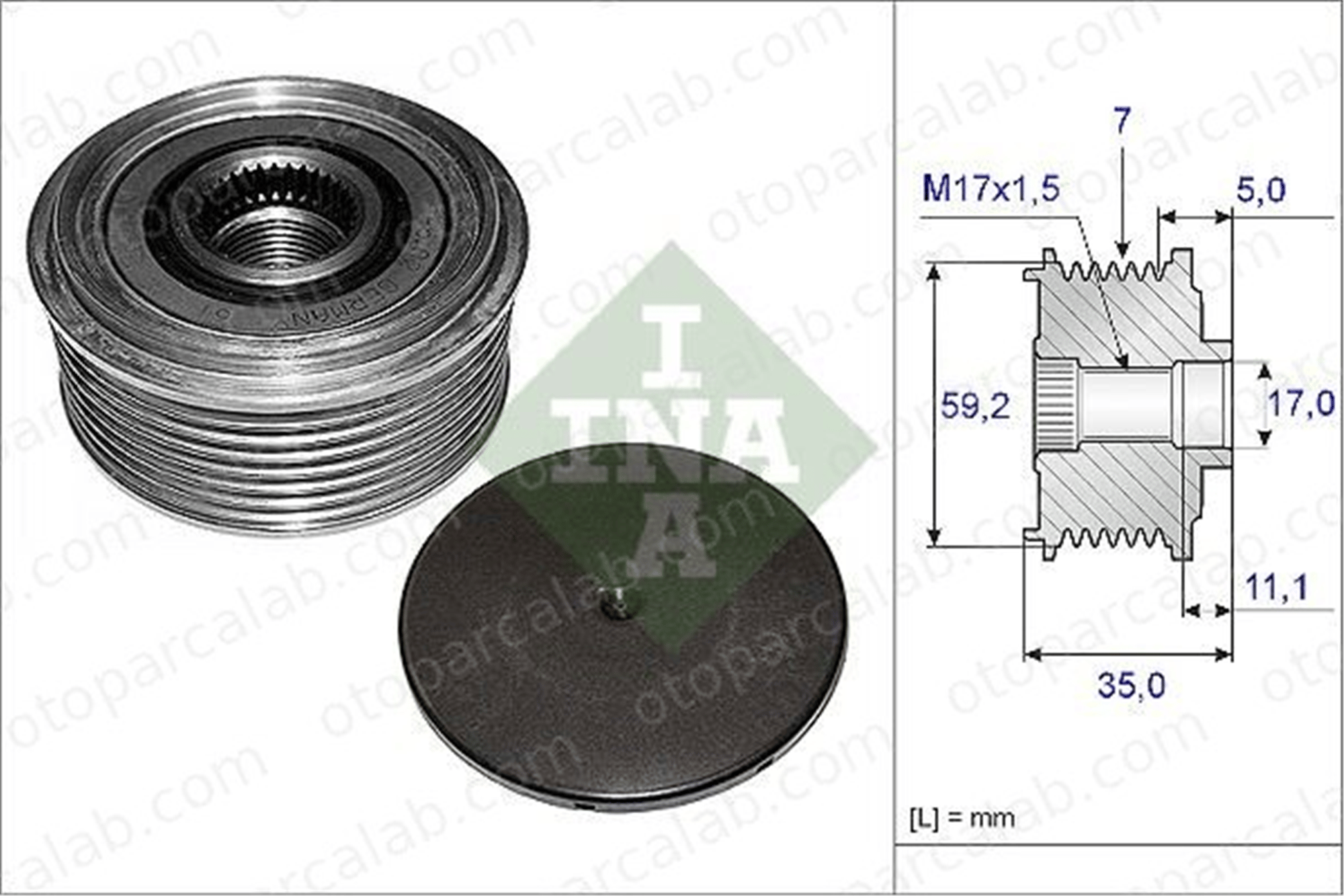 INA 535 0087 10 Alternatör Kasnağı FORD TRANSIT Panelvan/Van TRANSIT Minibüs/Otobüs 2C1T10300 1498518