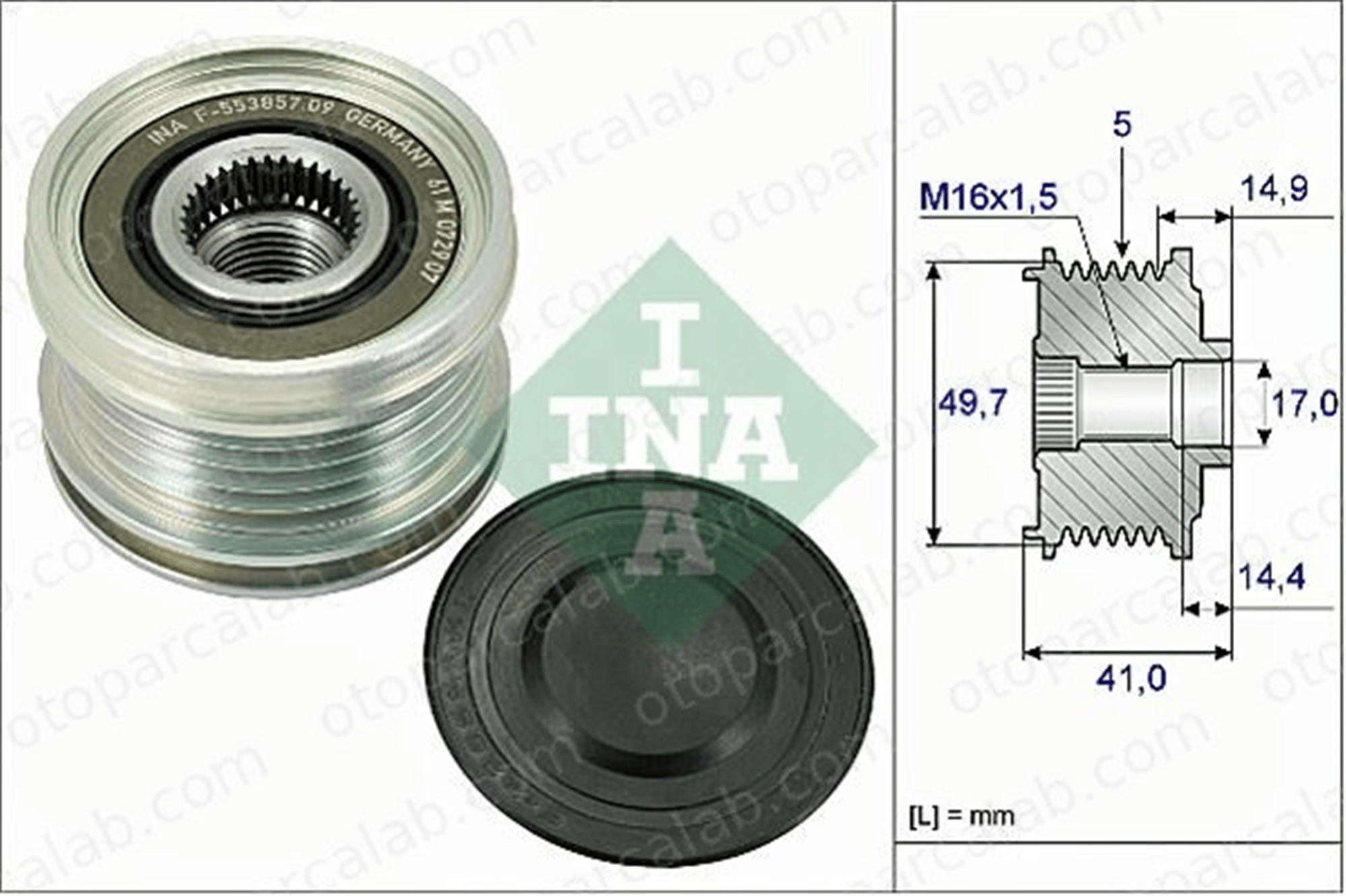 INA 535 0101 10 Alternatör Kasnağı MERCEDES-BENZ A-SERISI B-SERISI Sports Tourer A6401500560 121540102