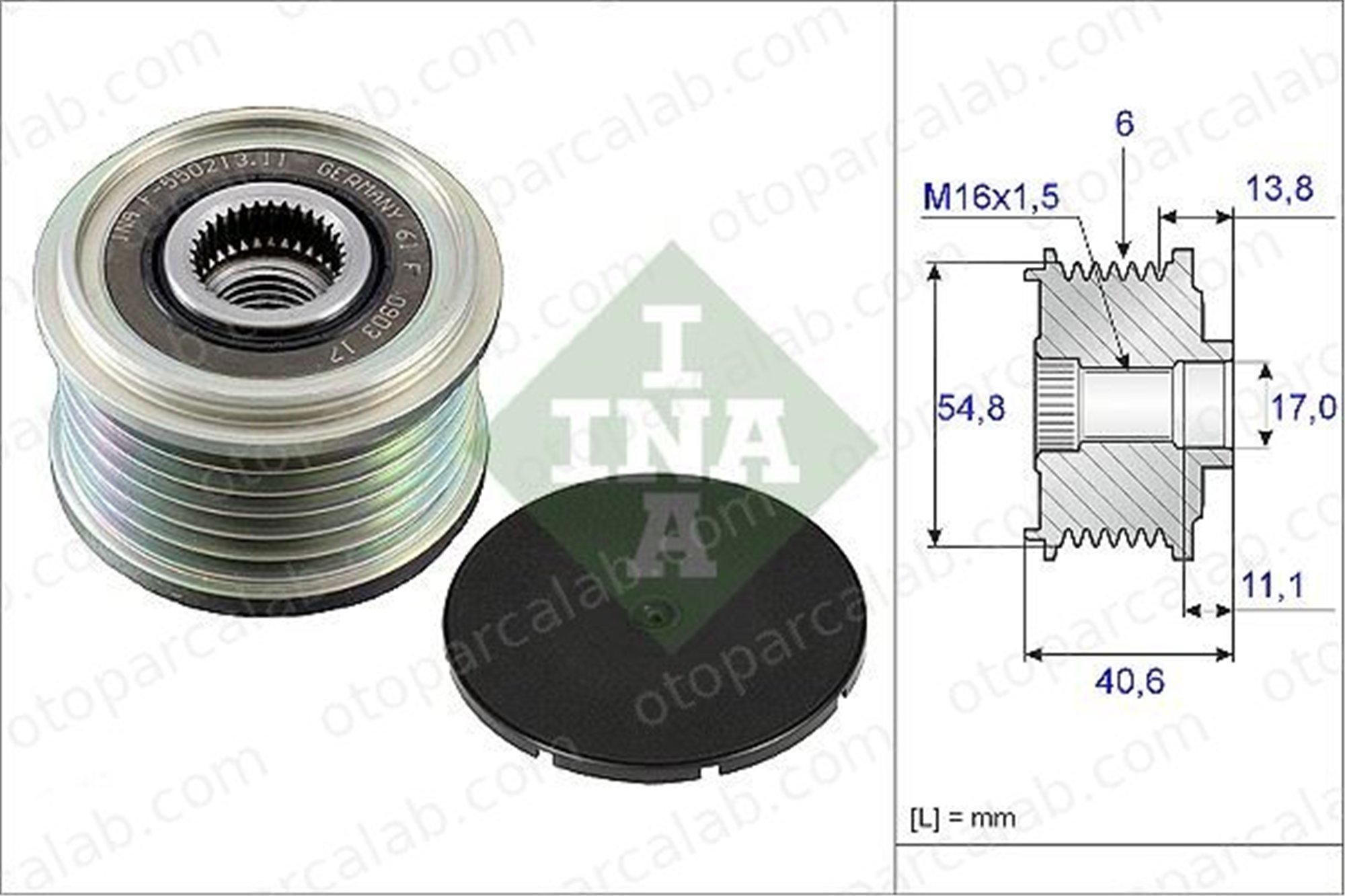 INA 535 0102 10 Alternatör Kasnağı DACIA DUSTER RENAULT CLIO III 231001043R 231001956R