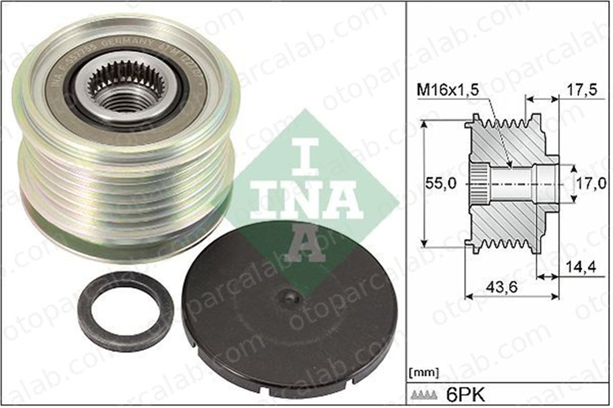 INA 535 0105 10 Alternatör Kasnağı RENAULT KANGOO Express DACIA DUSTER 7700110616 6E903016D