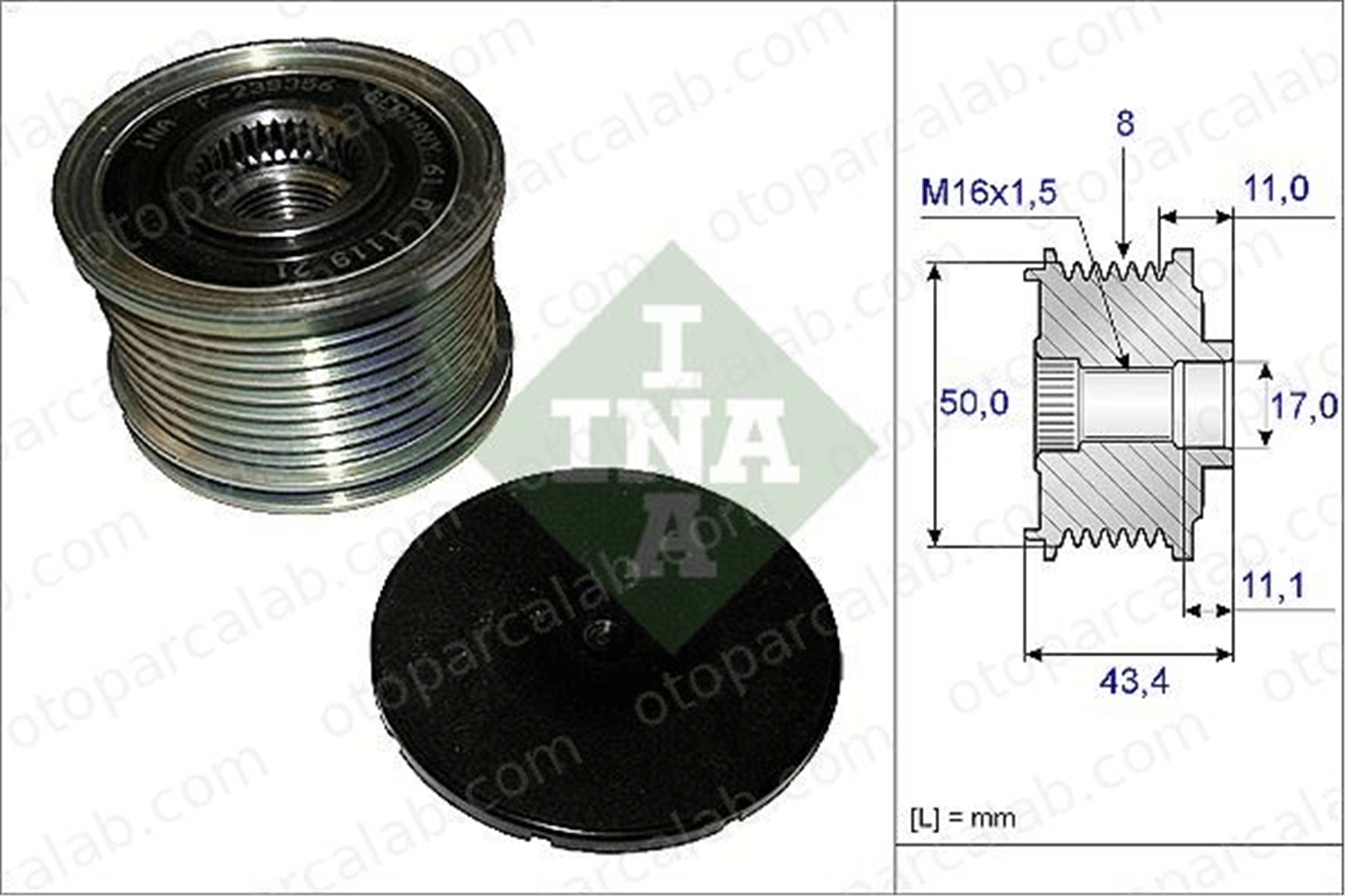 INA 535 0108 10 Alternatör Kasnağı MERCEDES-BENZ R-SERISI M-SERISI A6291500060 131540902