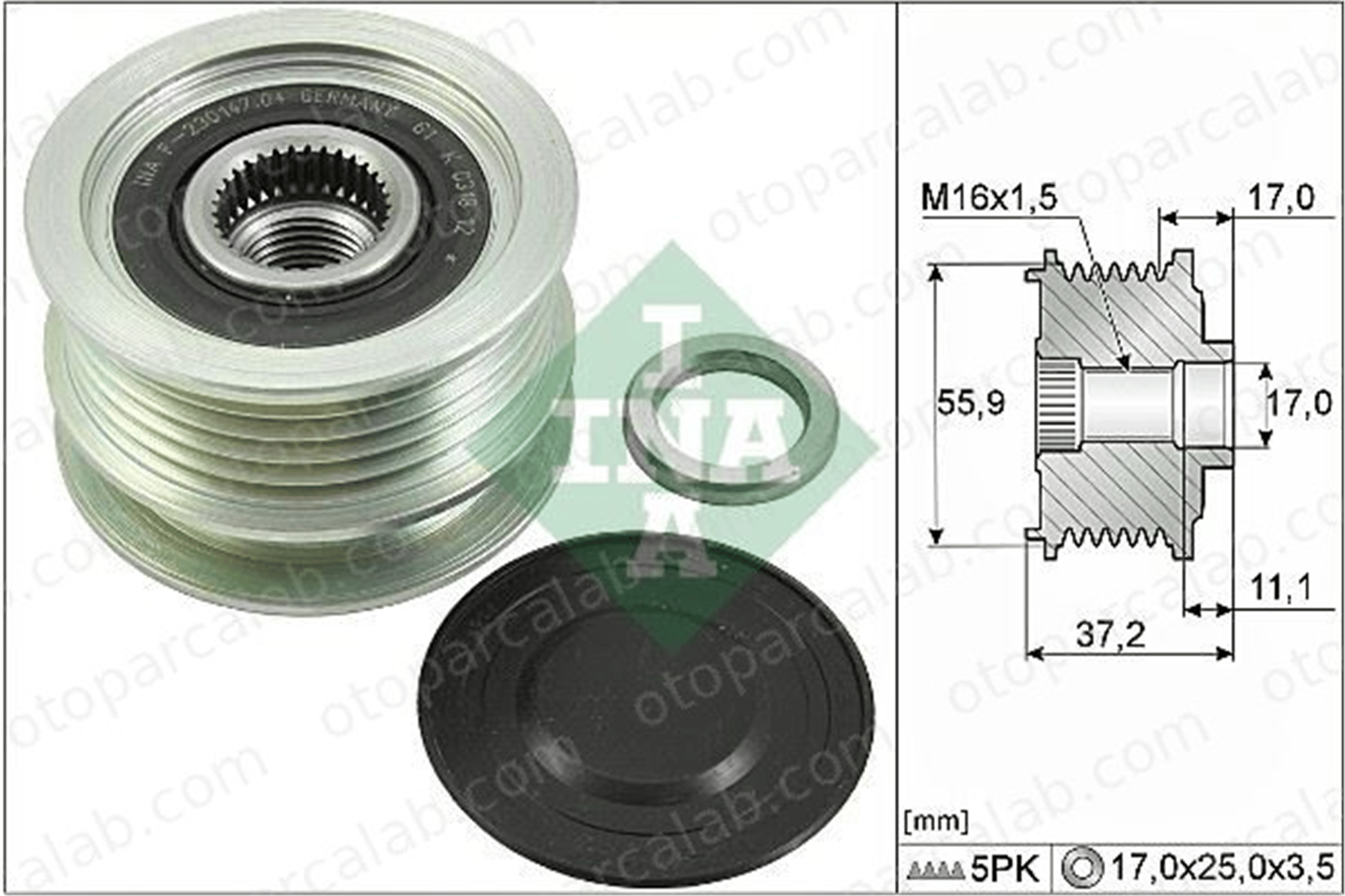 INA 535 0116 10 Alternatör Kasnağı RENAULT MEGANE II CLIO II 8200113636 231006313R