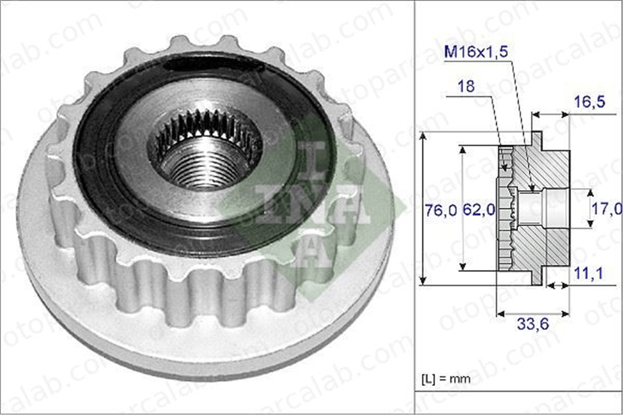 INA 535 0118 10 Alternatör Kasnağı VW MULTIVAN T5 TRANSPORTER T5 Minibüs/Otobüs 70903024 070903024