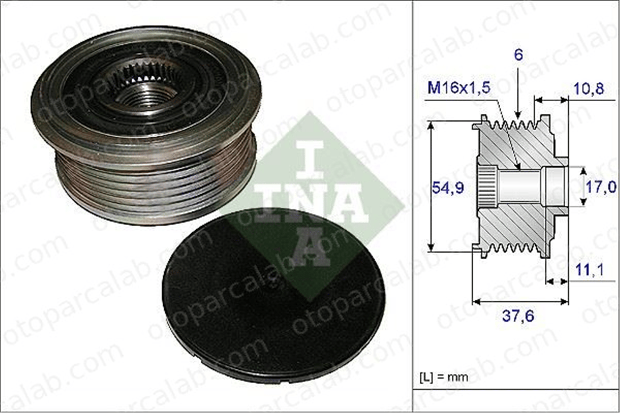 INA 535 0123 10 Alternatör Kasnağı MERCEDES-BENZ A-SERISI B-SERISI Sports Tourer A6071500060 8200459715
