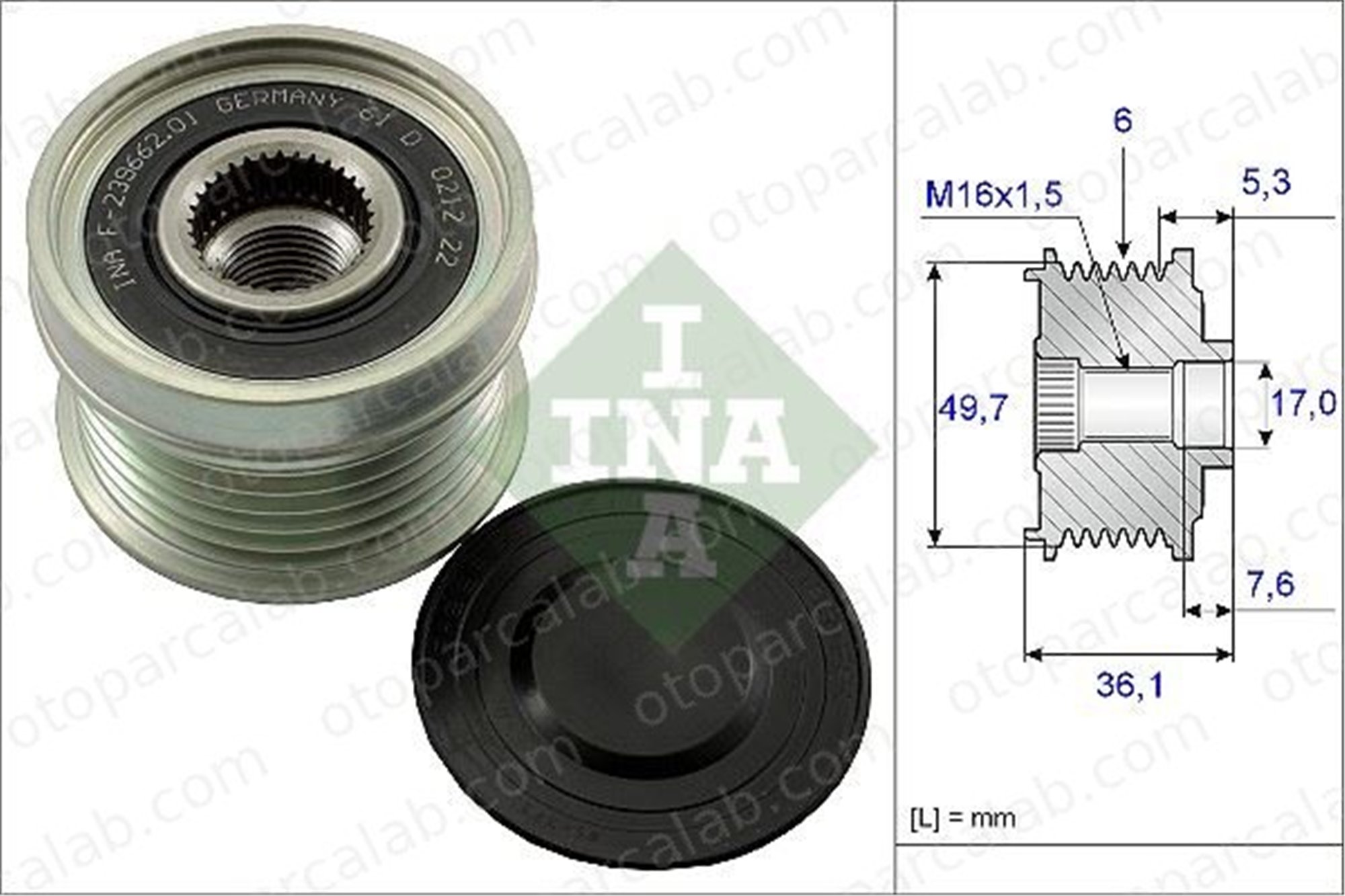 INA 535 0134 10 Alternatör Kasnağı SSANGYONG KYRON REXTON / REXTON II A6041500460 101546402