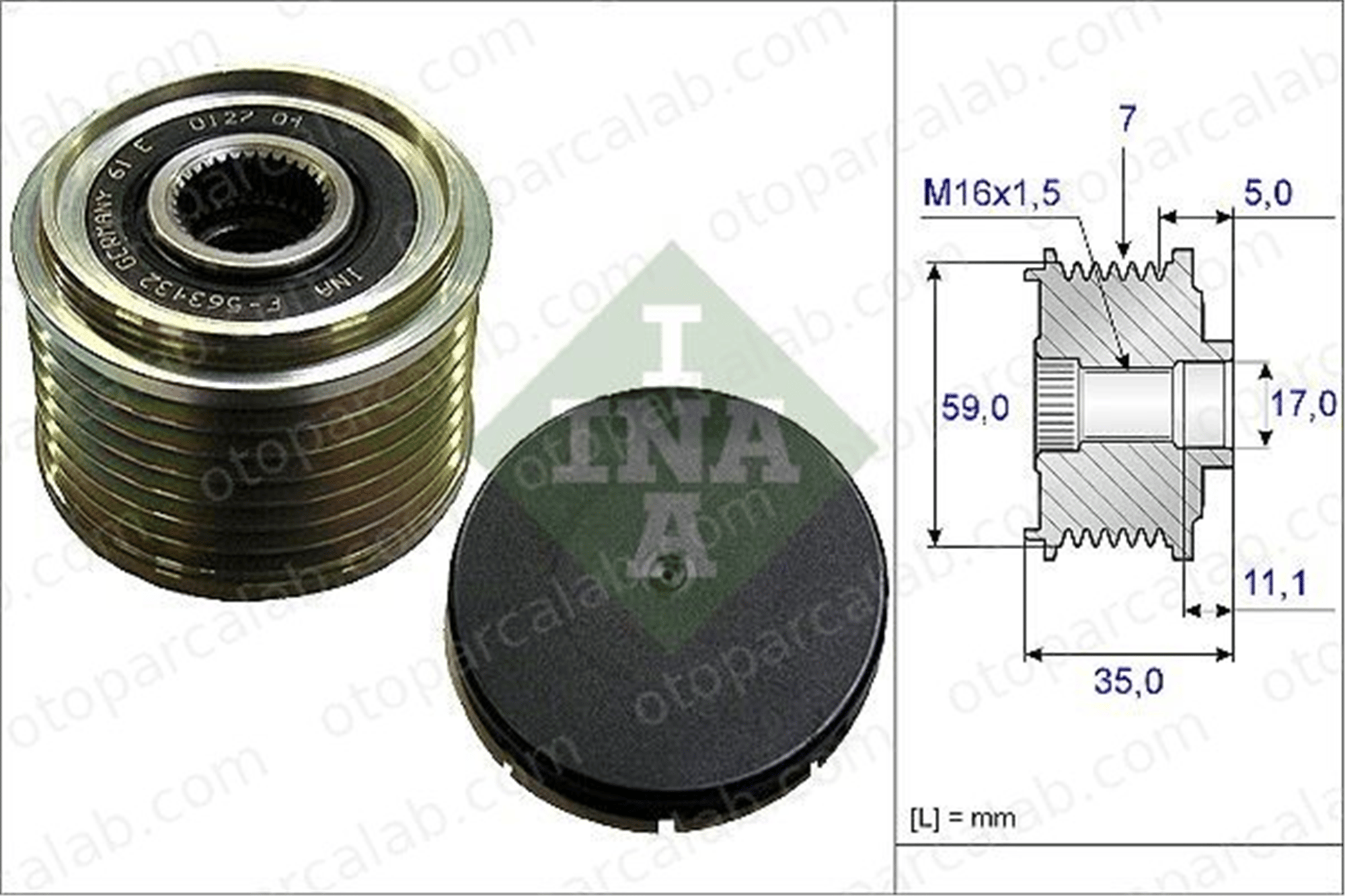 INA 535 0159 10 Alternatör Kasnağı FORD TRANSIT Panelvan/Van TRANSIT Minibüs/Otobüs 2C1T10300BA 2C1T10300AA