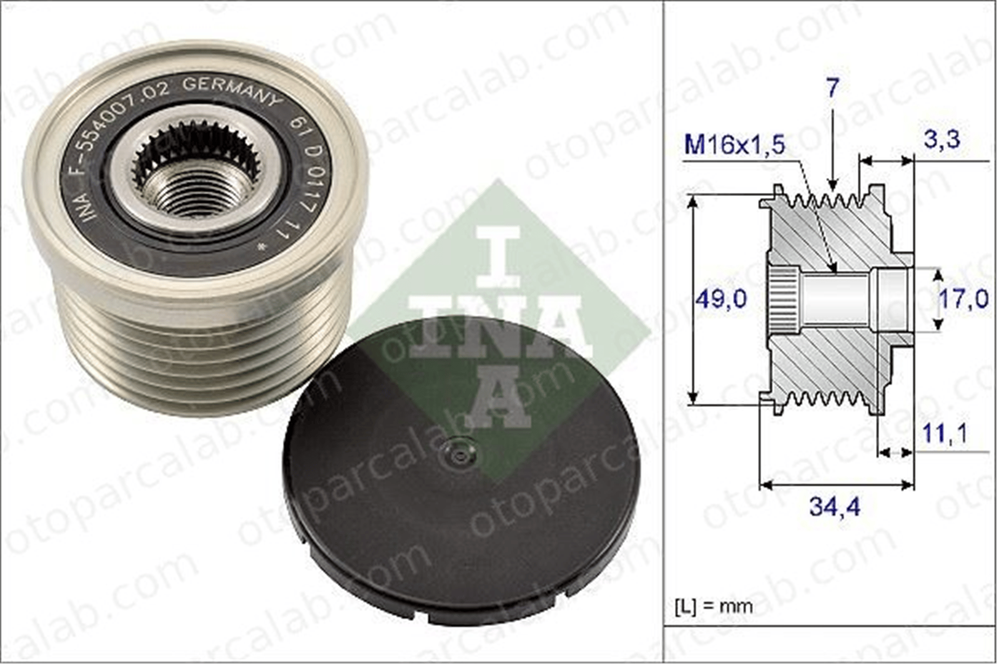 INA 535 0164 10 Alternatör Kasnağı BMW 1 3 12317560678 12317542351