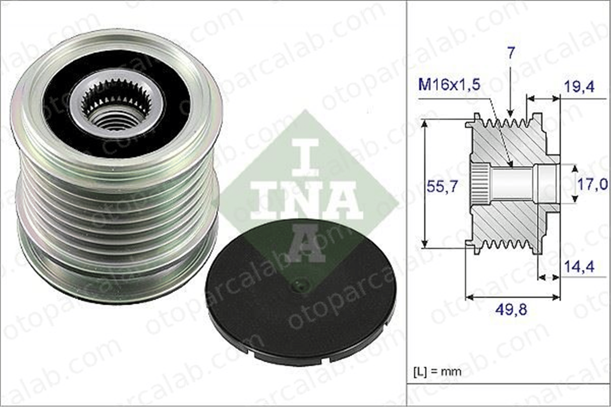 INA 535 0165 10 Alternatör Kasnağı MERCEDES-BENZ C-SERISI C-SERISI T-Model A2711550215 2711540902