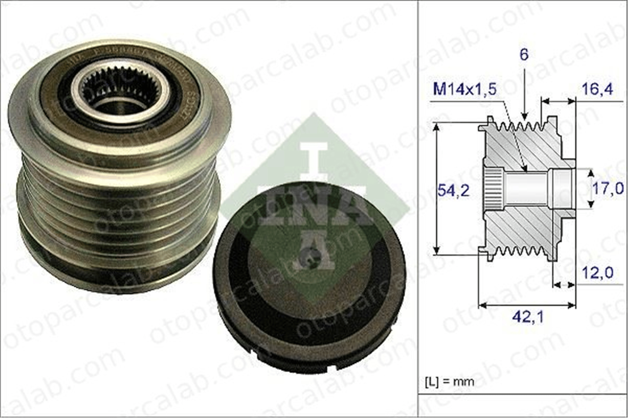 INA 535 0181 10 Alternatör Kasnağı ALFA ROMEO GIULIETTA JEEP CHEROKEE 3M5T10300PD 4801835AB