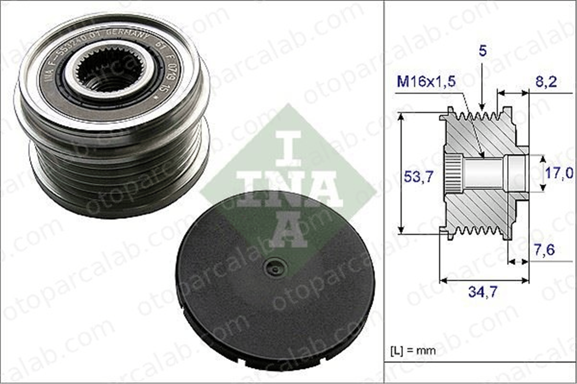 INA 535 0211 10 Alternatör Kasnağı OPEL CORSA D MERIVA B MPV 1204184 13266809