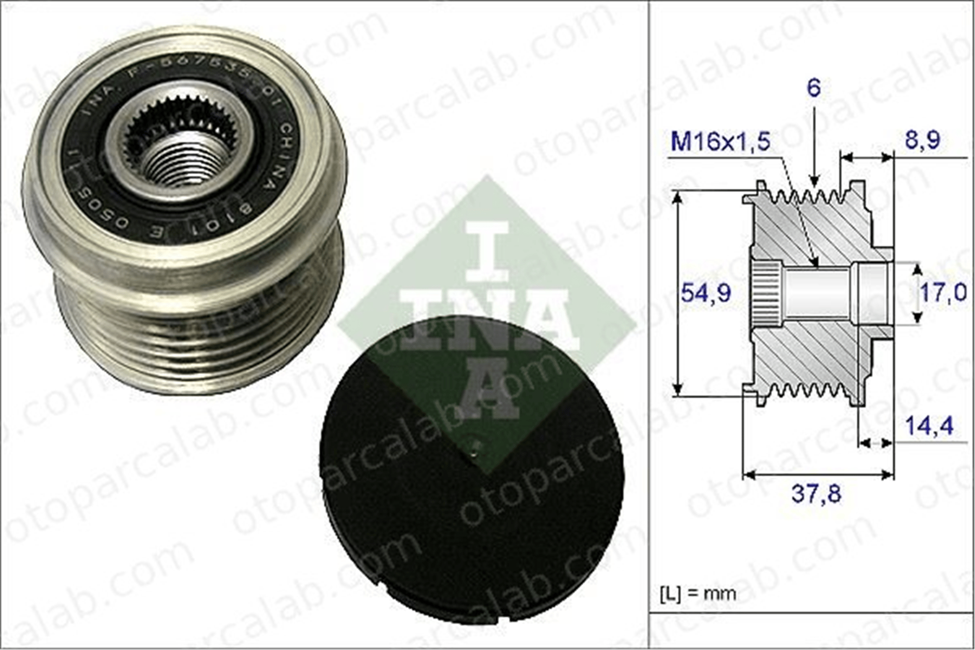 INA 535 0217 10 Alternatör Kasnağı HYUNDAI SANTA FÉ III KIA SORENTO II 373002G500 373002G501