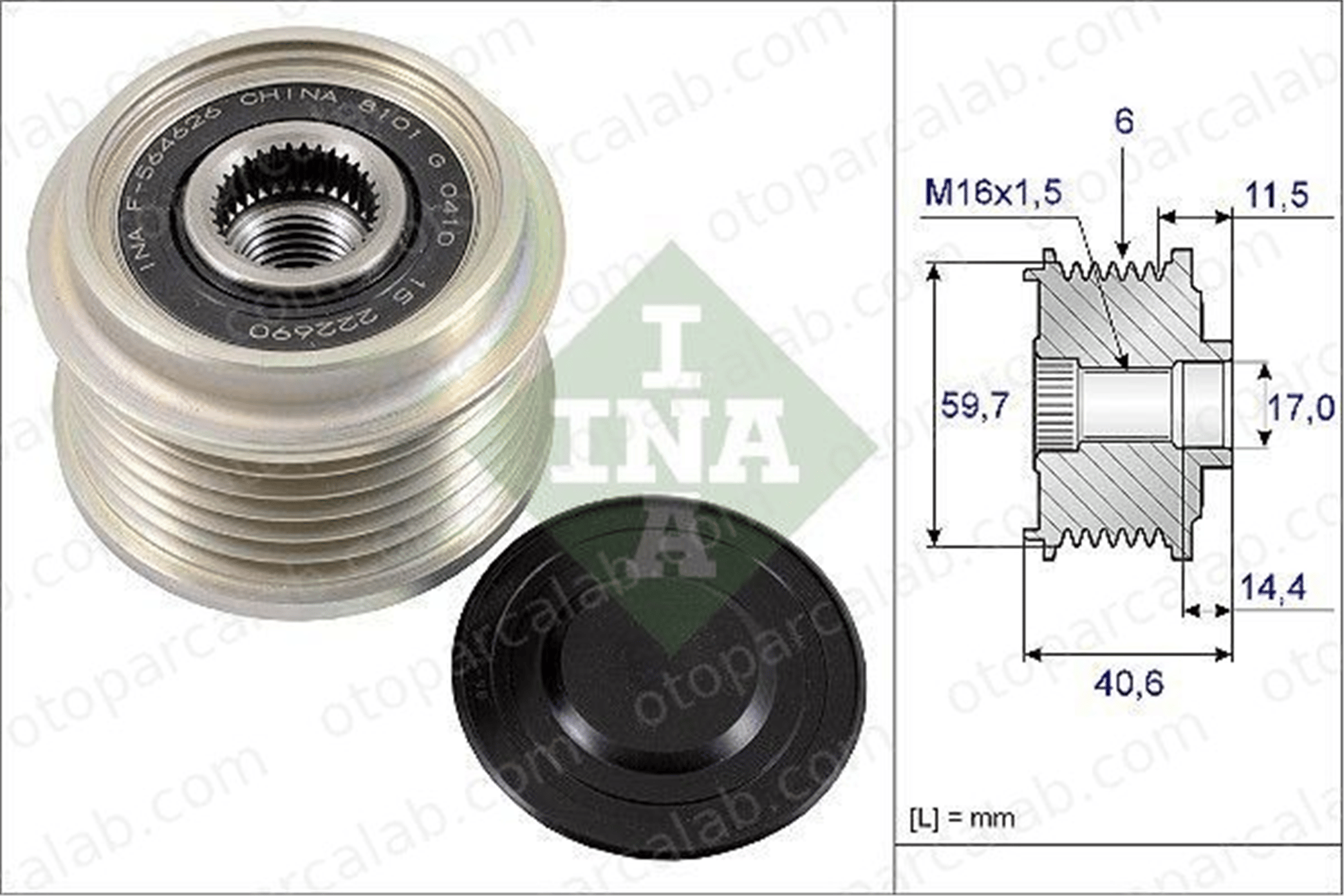 INA 535 0227 10 Alternatör Kasnağı OPEL ASTRA J Sports Tourer ASTRA J 1204290 13500186