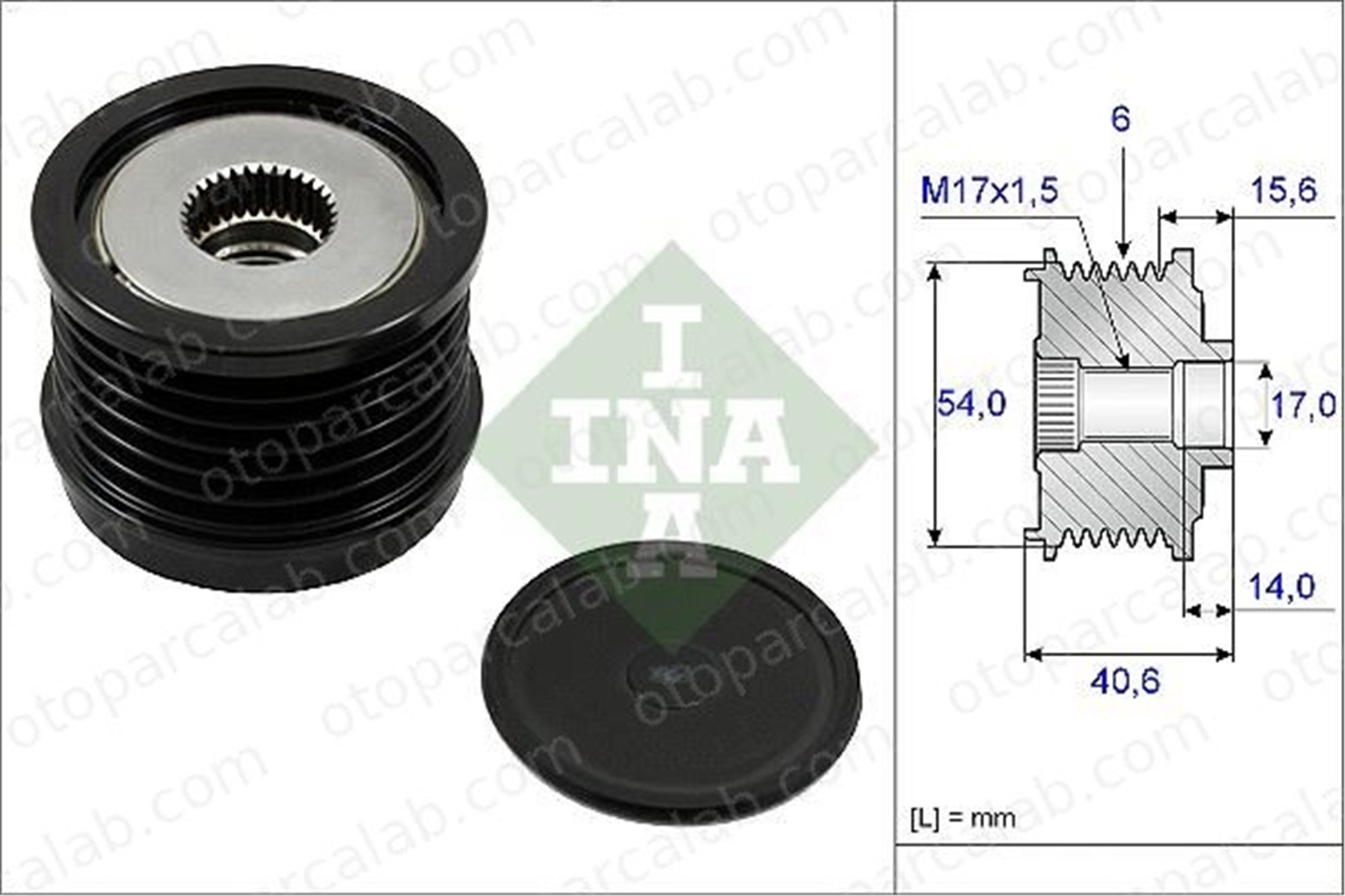 INA 535 0230 10 Alternatör Kasnağı ALFA ROMEO GIULIETTA LANCIA DELTA III 51884886 51860757
