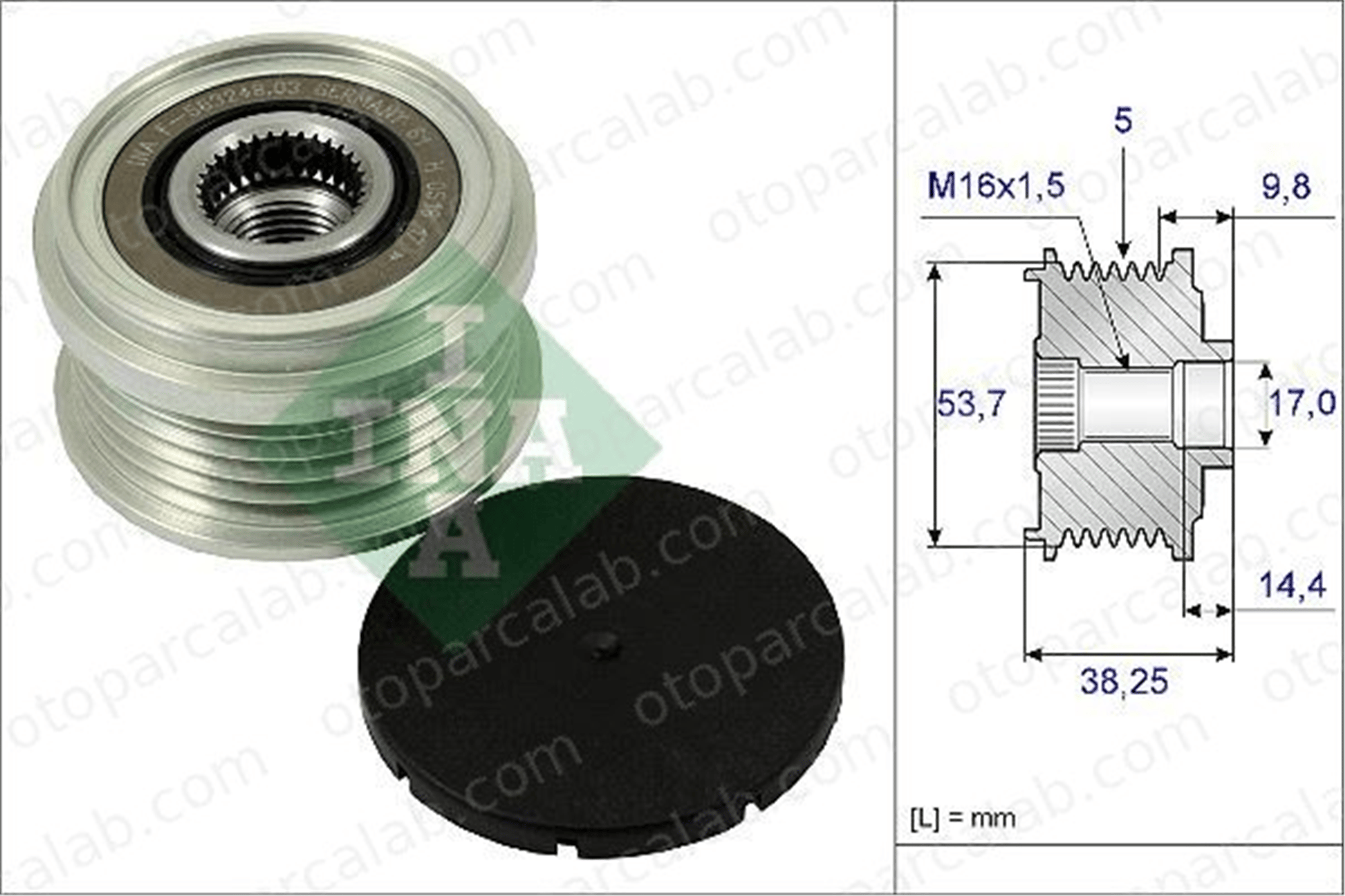 INA 535 0242 10 Alternatör Kasnağı OPEL CORSA D ASTRA J 1204301 13581893