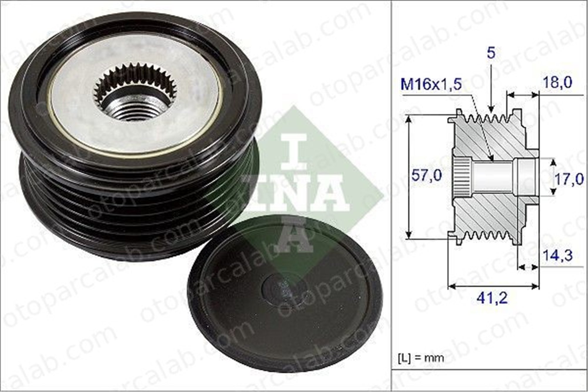 INA 535 0248 10 Alternatör Kasnağı HYUNDAI i30 KIA PRO CEE'D 373222A100 252902A000
