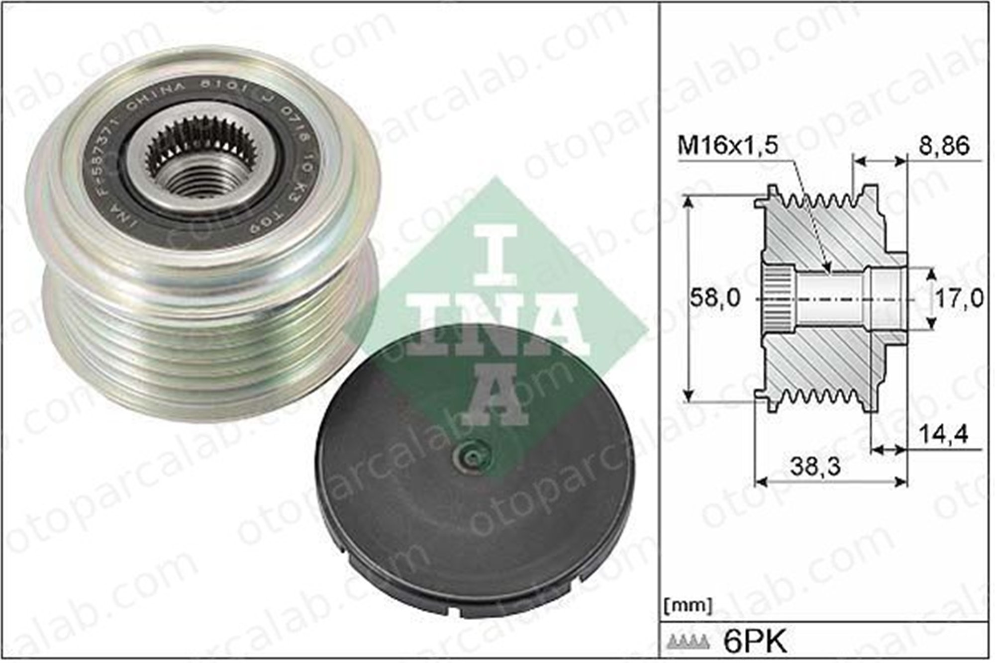 INA 535 0296 10 Alternatör Kasnağı KIA CEED CEED Sportswagon 3730003AA0 3730003AB0