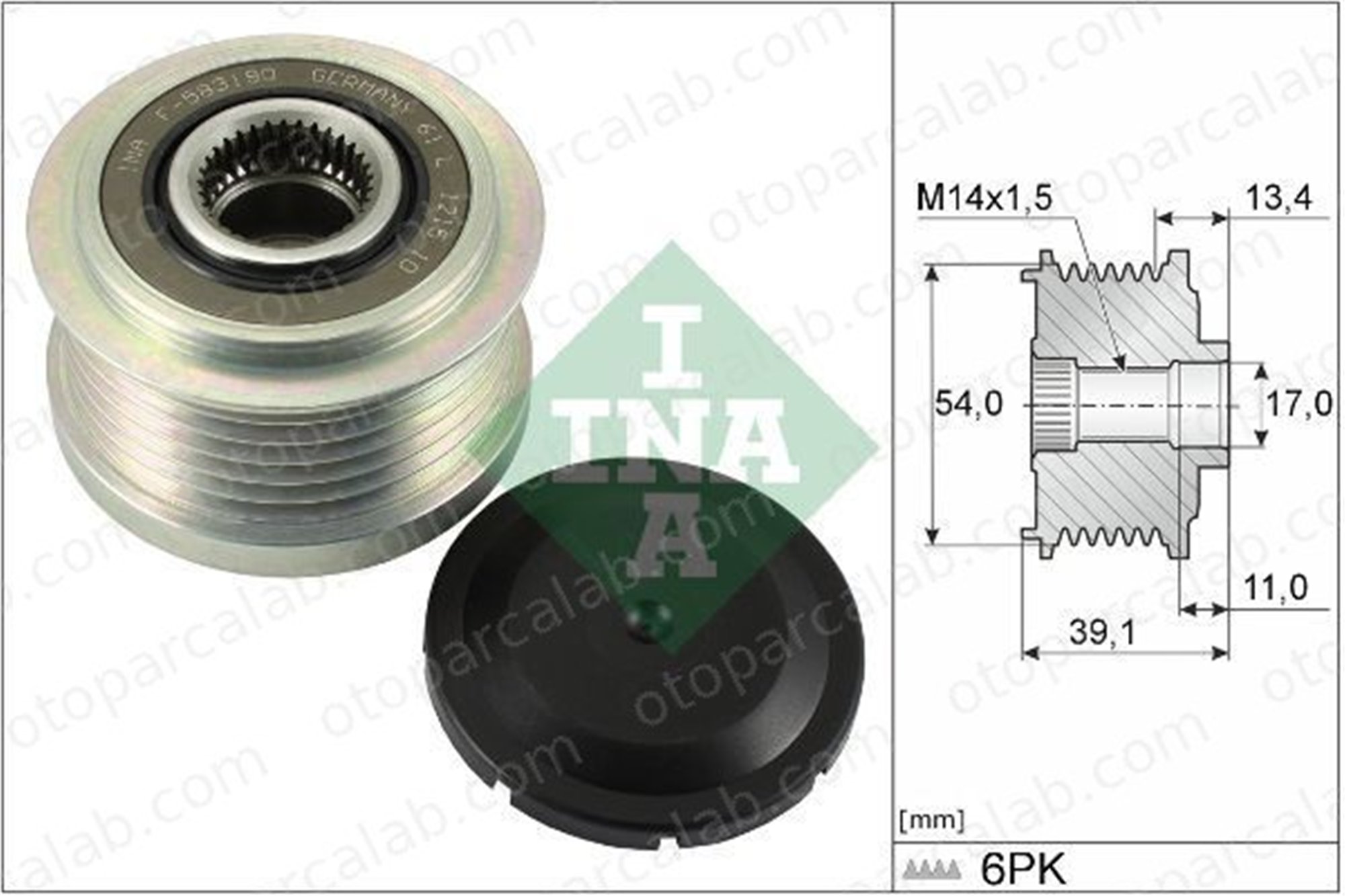 INA 535 0311 10 Alternatör Kasnağı FIAT DOBLO Cargo OPEL COMBO Kasa/büyük limuzin 77362721 51916020