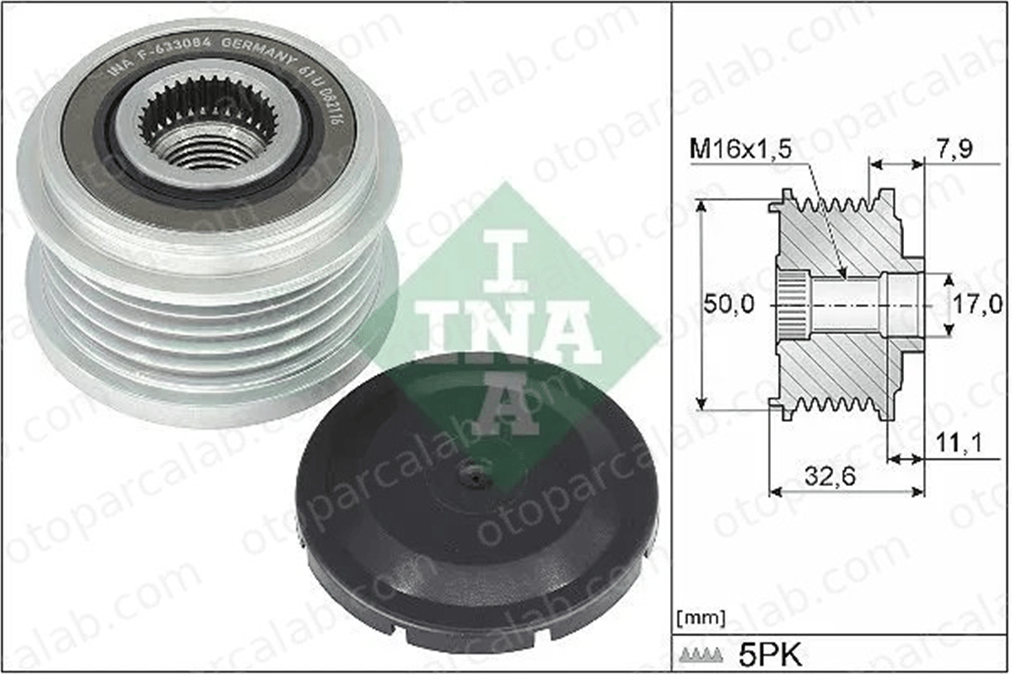 INA 535 0359 10 Alternatör Kasnağı MERCEDES-BENZ A-SERISI B-SERISI Sports Tourer A2821507100 9061311