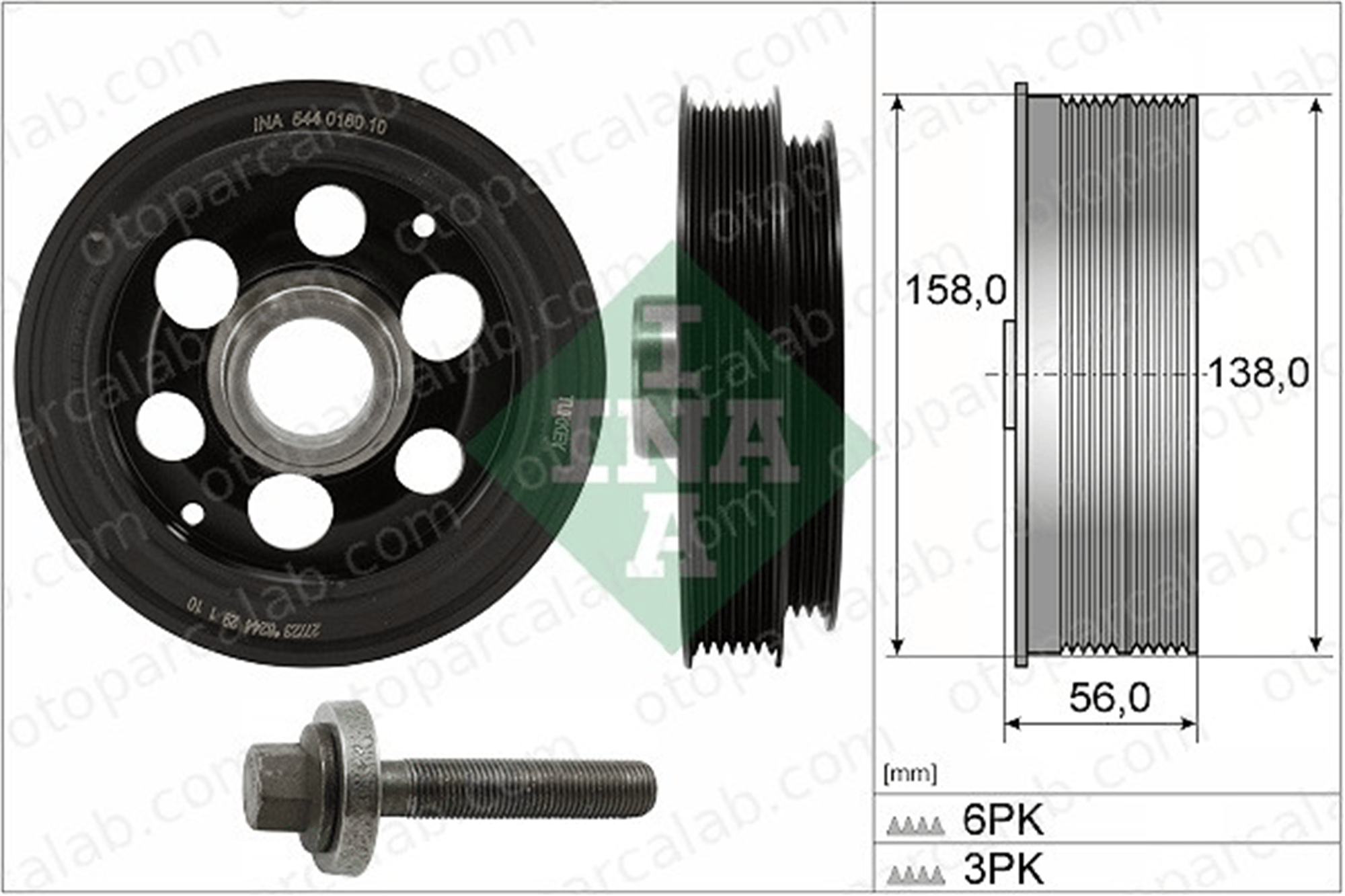 INA 544 0180 20 Krank Kasnak FORD TRANSIT V363 Panelvan/Van TRANSIT V363 Platform şasi GK2Q6B319BB 2011538