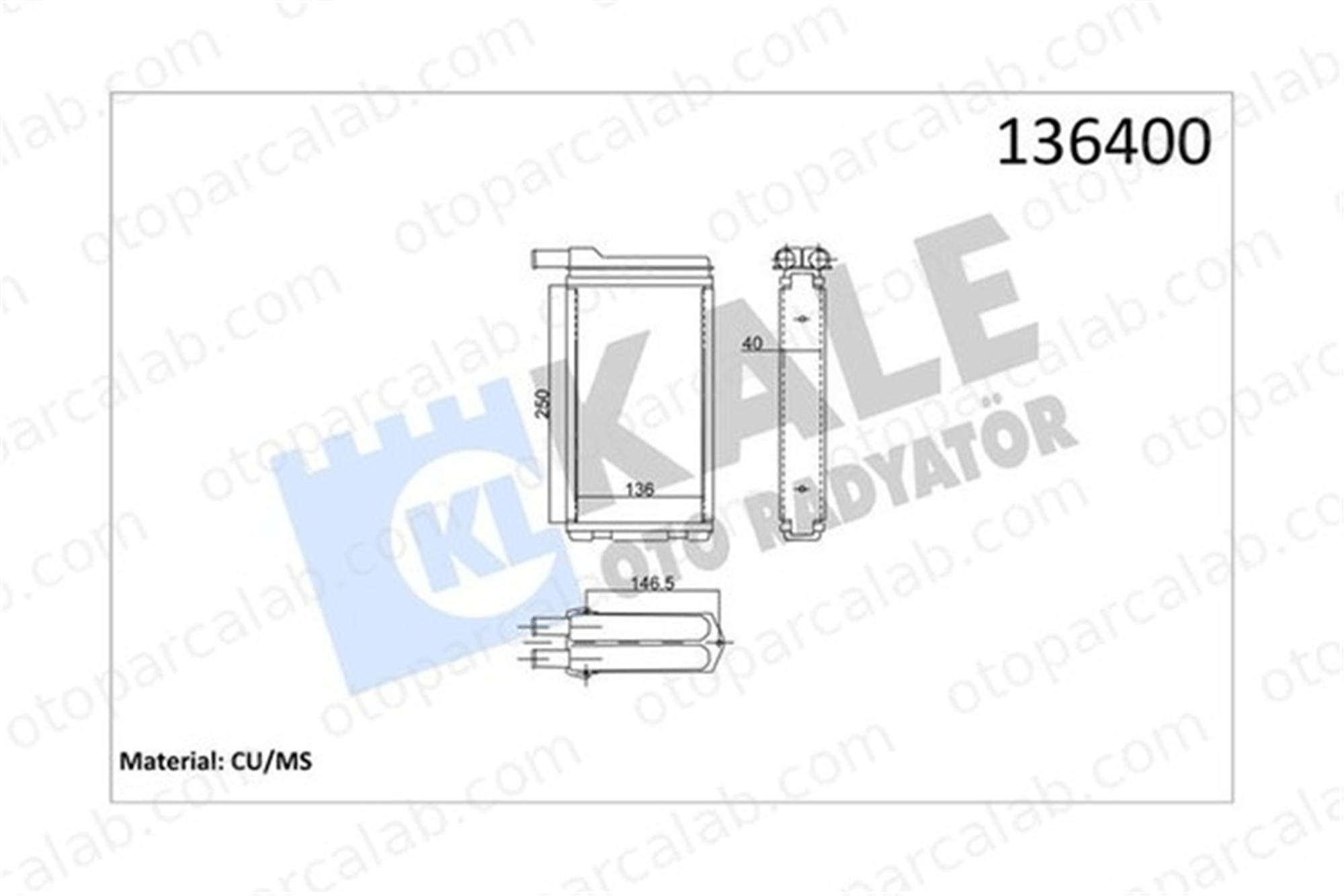 KALE 136400 Kalorifer Radyatörü LADA SAMARA SAMARA Hatchback 21088101060 21098101060
