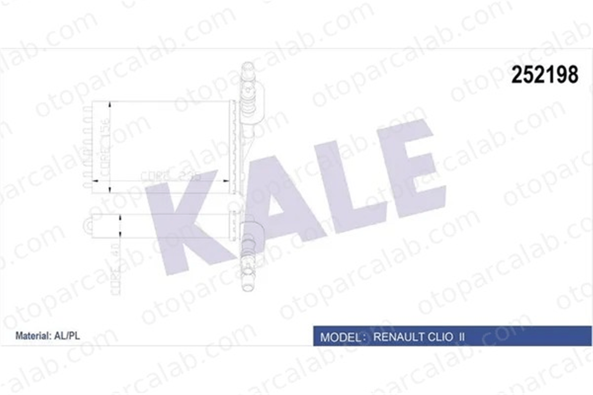 KALE 252198 Kalorifer Radyatörü RENAULT CLIO II THALIA I 7701044790 7701045552