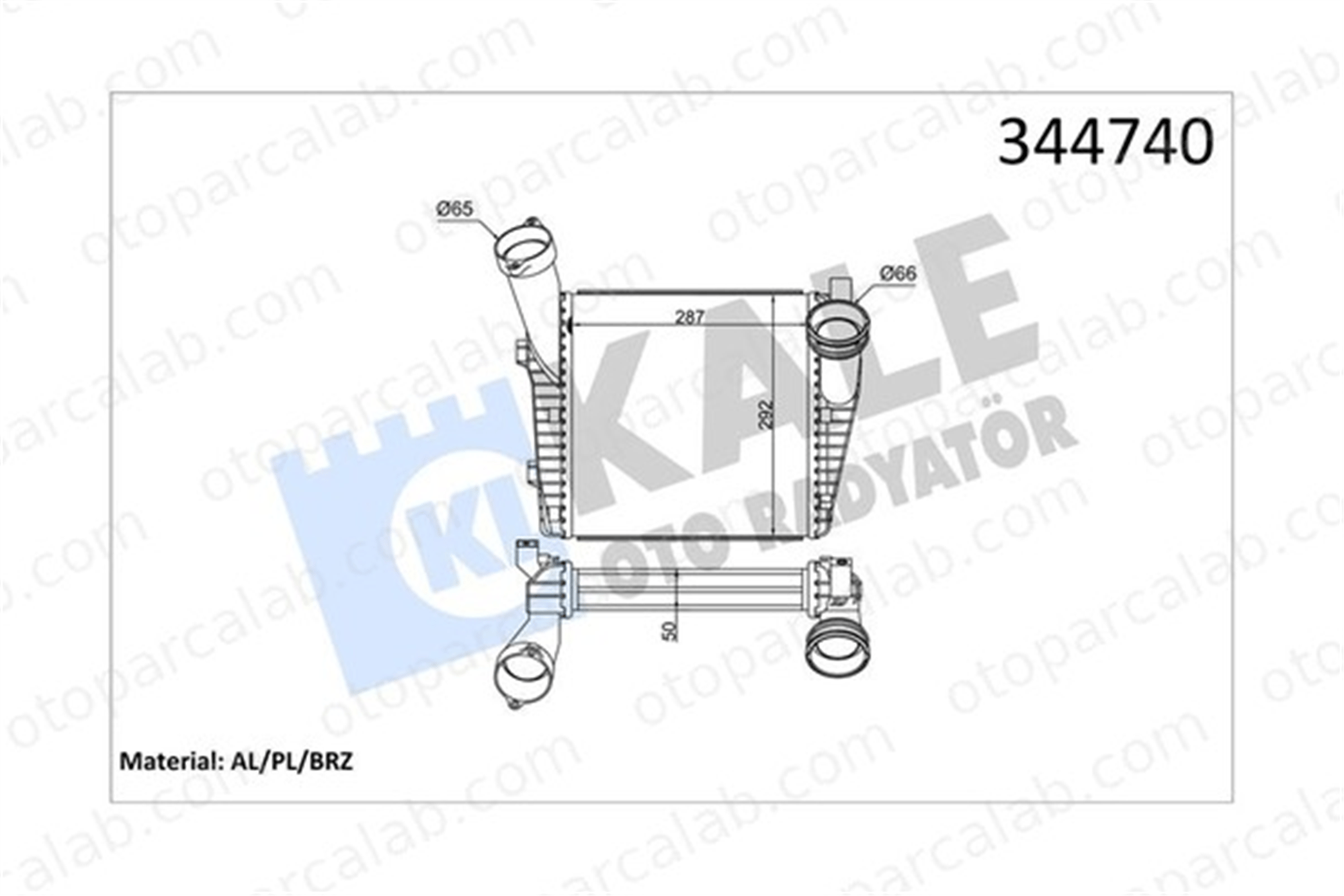 KALE 344740 Turbo Radyatörü AUDI Q7 PORSCHE CAYENNE 7L0145803A 7L6145803E