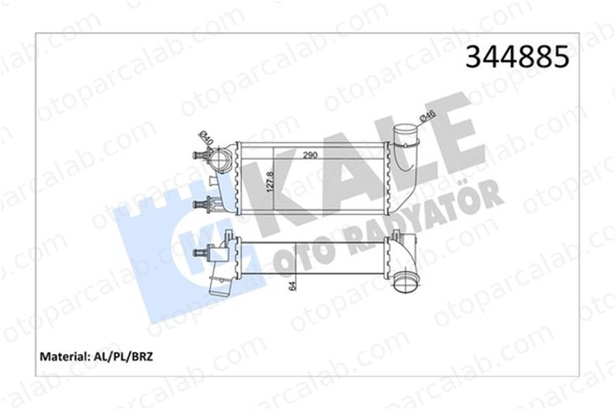 KALE 344885 Turbo Radyatörü FIAT 500 500 C 9S519L440AA 1560794