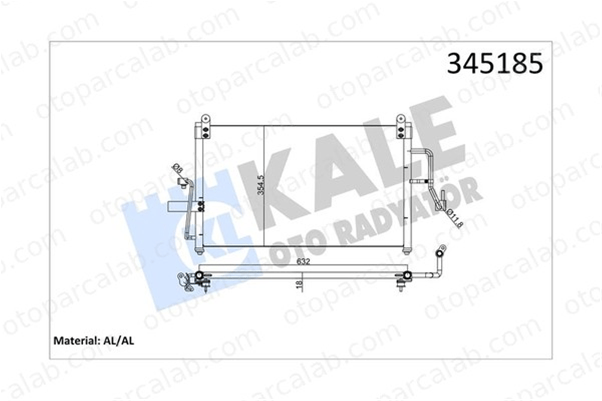 KALE 345185 Klima Radyatörü DAEWOO NUBIRA Sedan NUBIRA Wagon 96271265 96331477