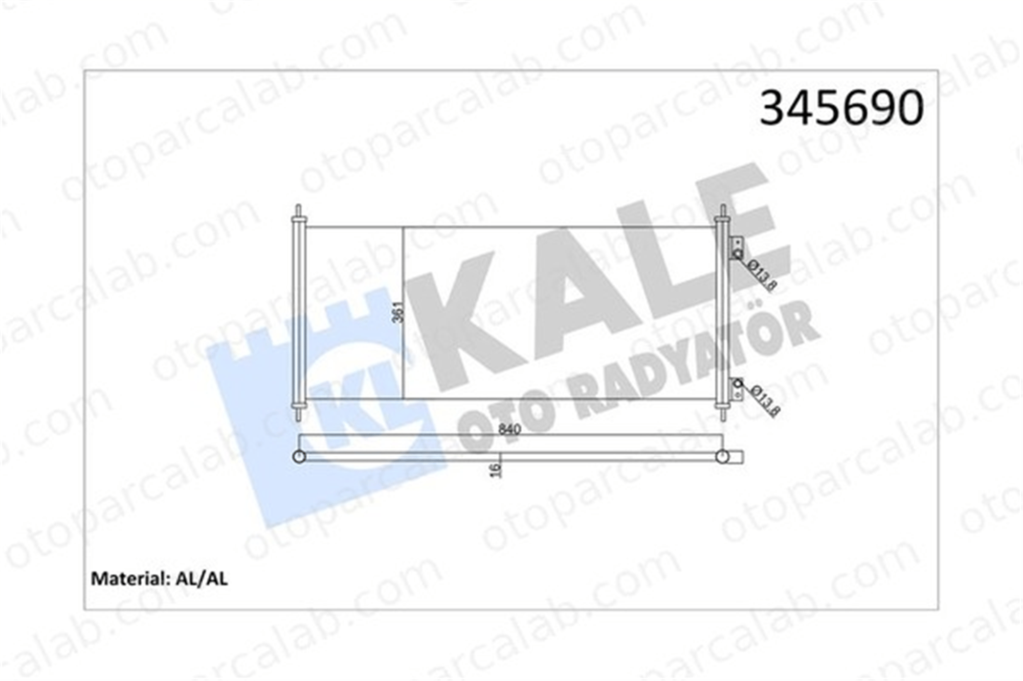KALE 345690 Klima Radyatörü FORD TRANSIT Panelvan/Van TRANSIT Platform şasi 1572061 1671707