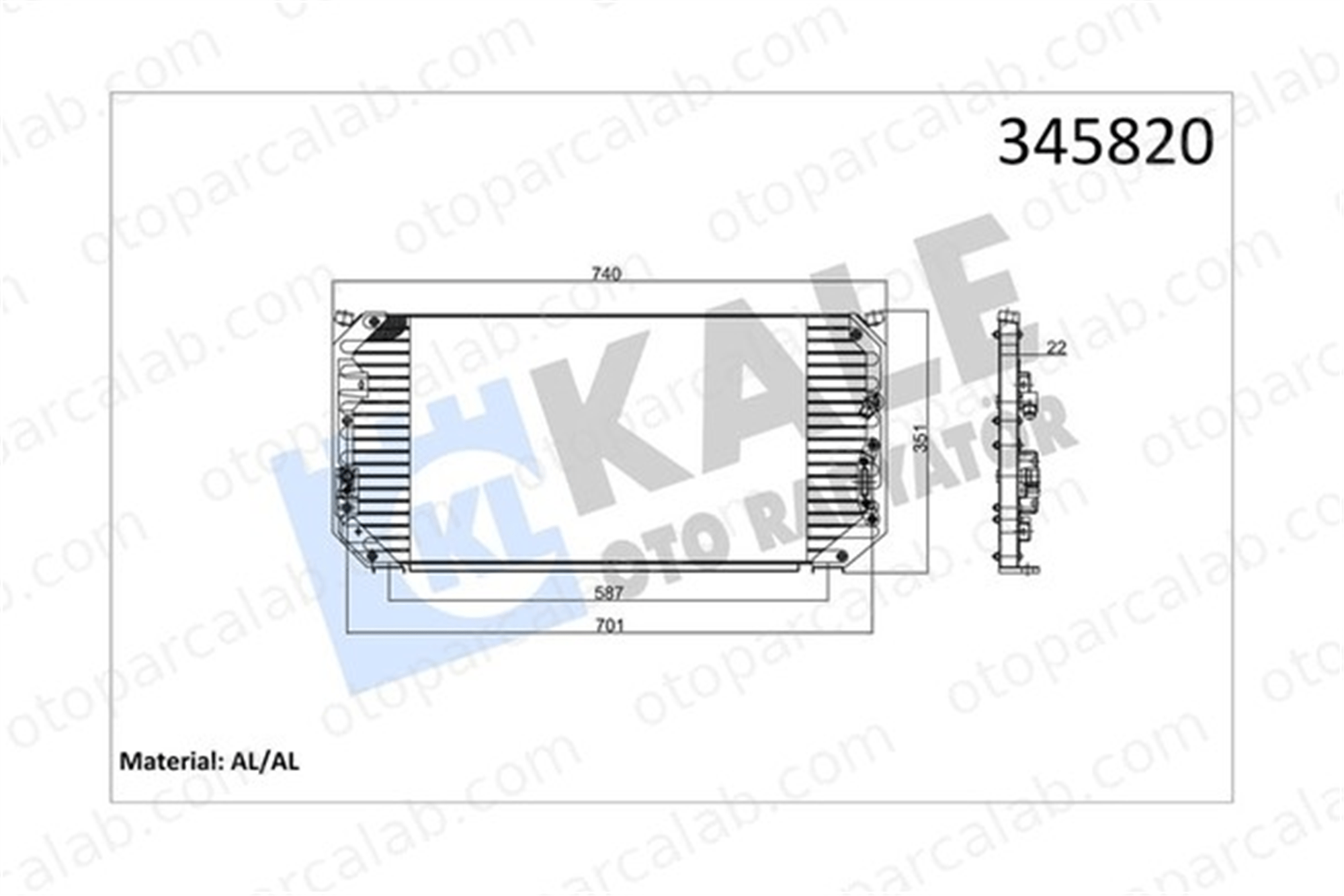 KALE 345820 Klima Radyatörü TOYOTA COROLLA COROLLA Compact 8846012460 94855107
