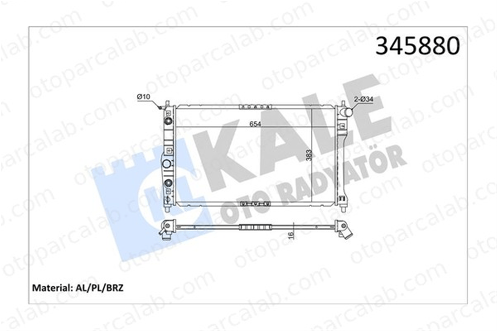 KALE 345880 Su Radyatörü DAEWOO NUBIRA Sedan NUBIRA Wagon 345880 96273594