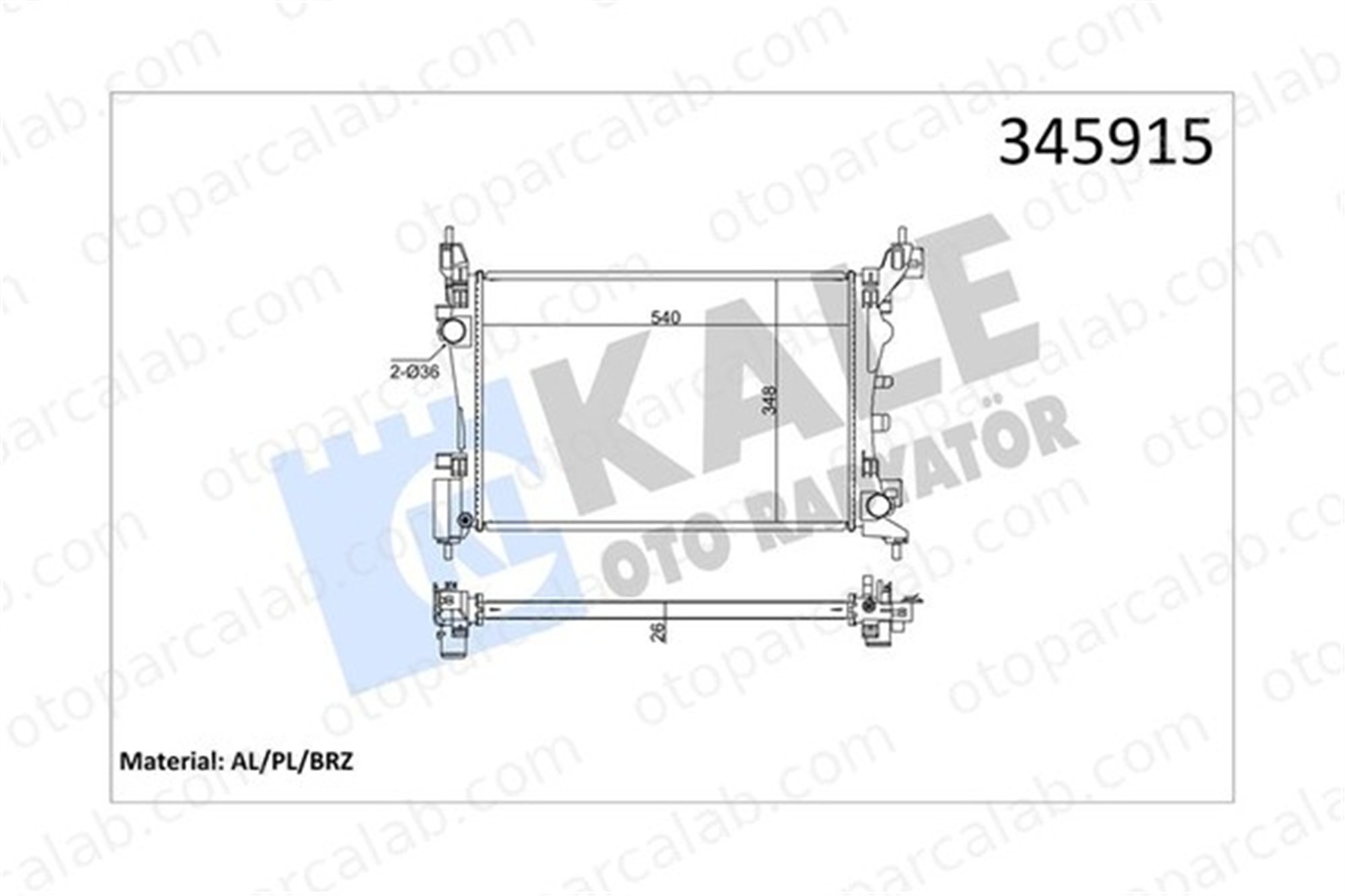 KALE 345915 Su Radyatörü FIAT GRANDE PUNTO PUNTO EVO 345915 51864284