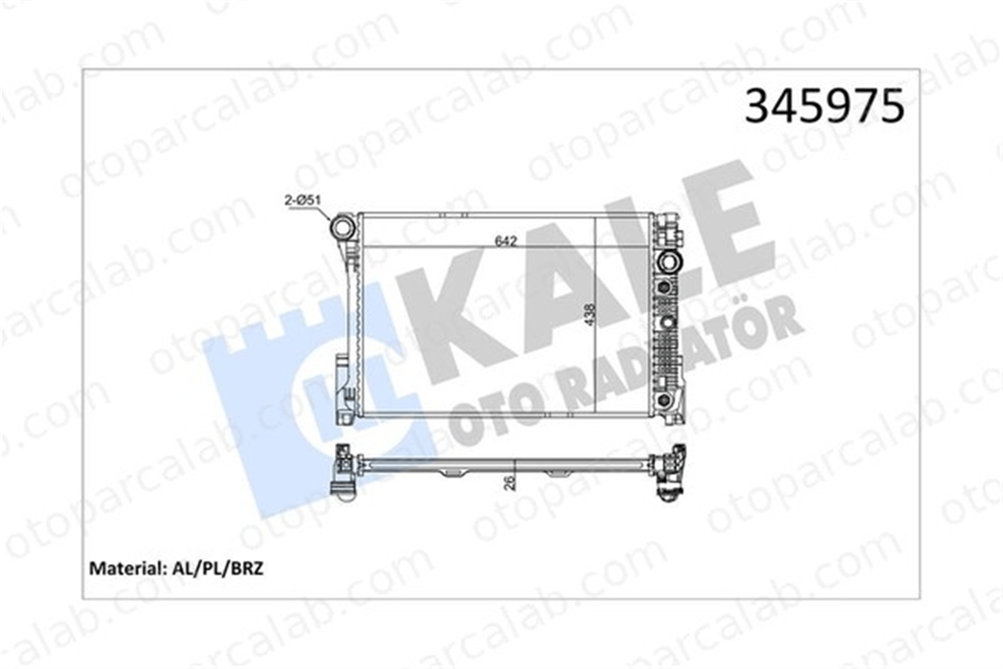 KALE 345975 Su Radyatörü MERCEDES-BENZ C-SERISI C-SERISI T-Model 345975 2045000403