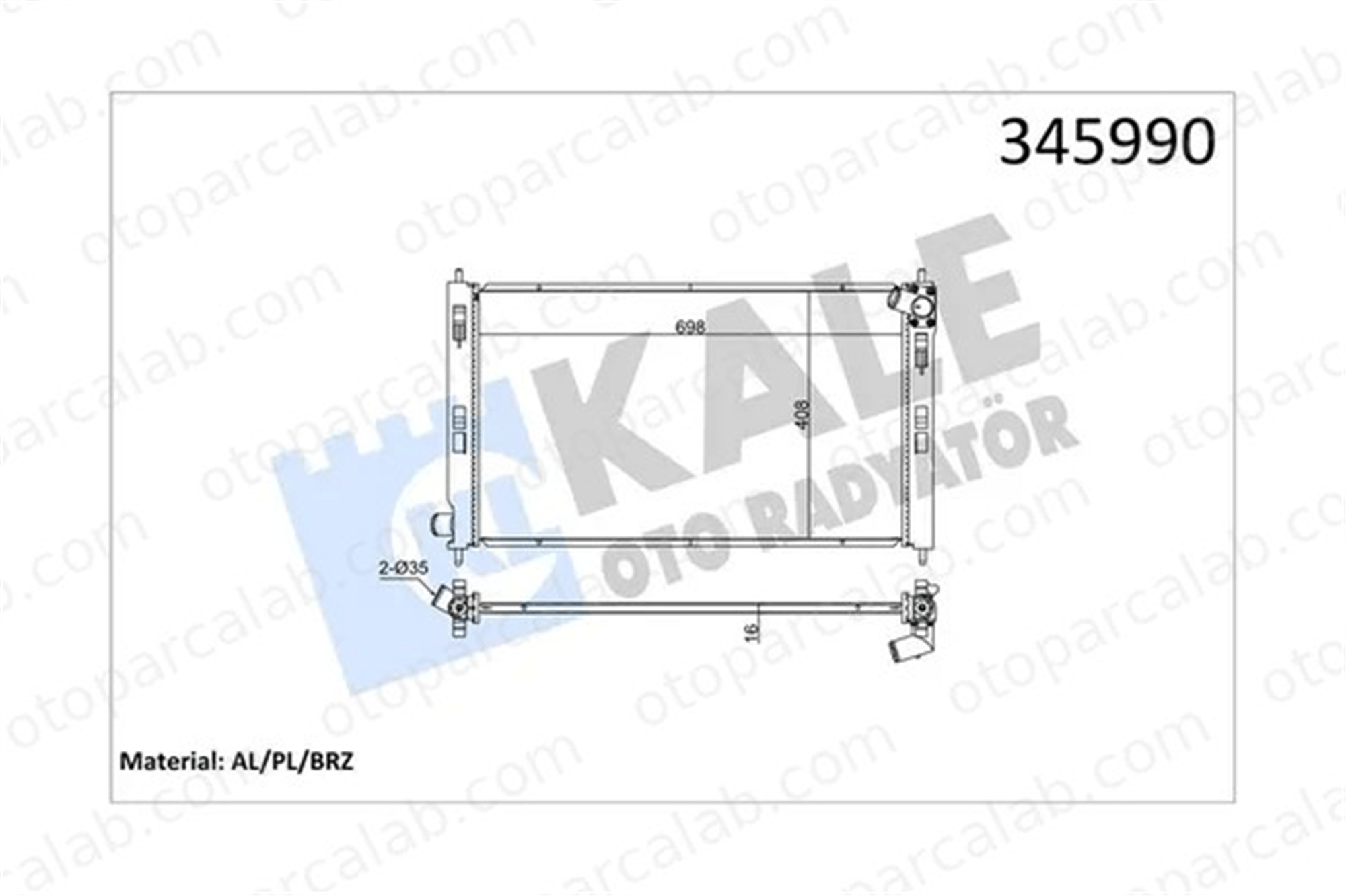 KALE 345990 Su Radyatörü MITSUBISHI LANCER VIII Sportback LANCER VIII 345990 1330T2