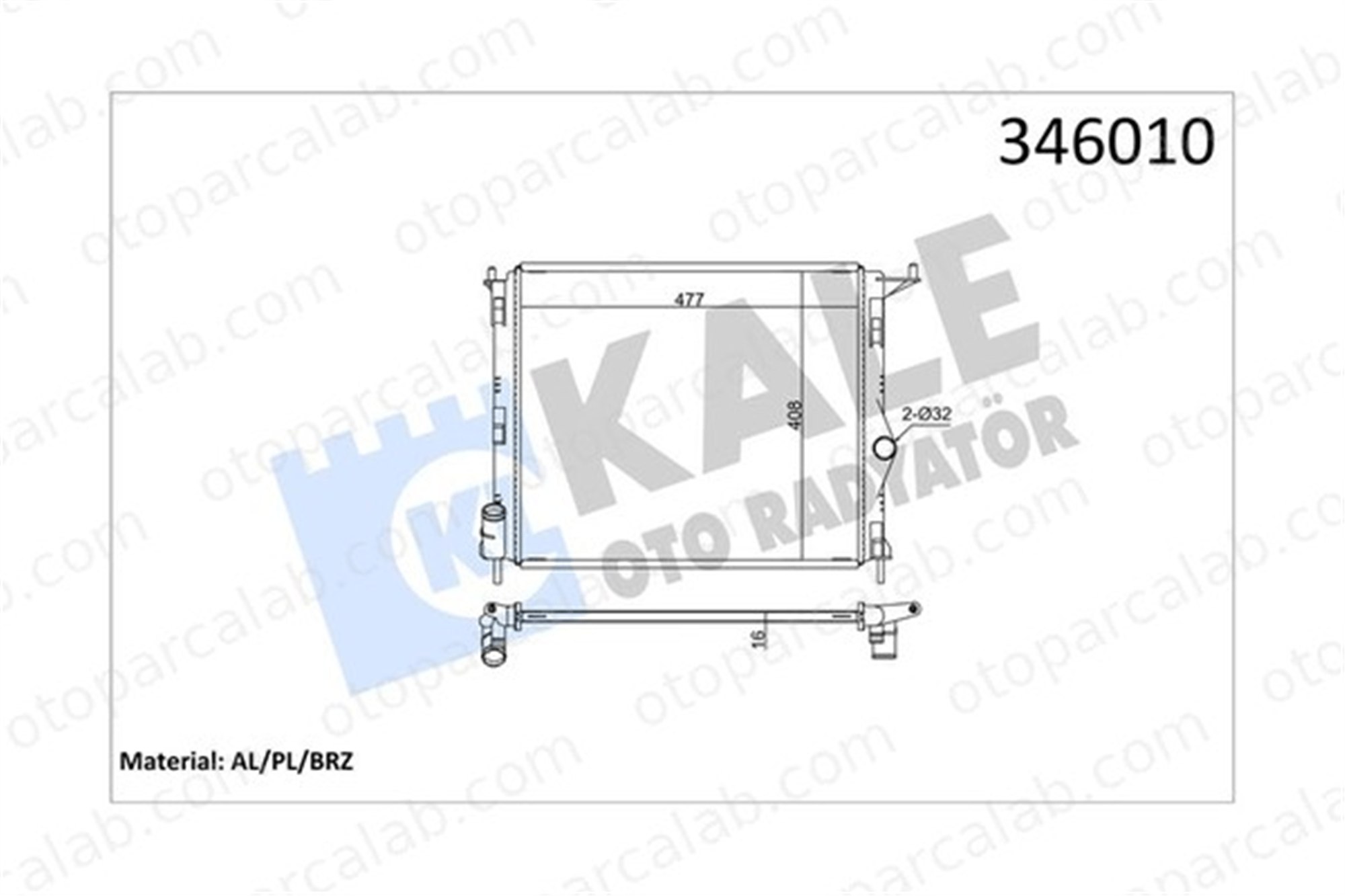 KALE 346010 Su Radyatörü DACIA LOGAN SANDERO 346010 8200735038