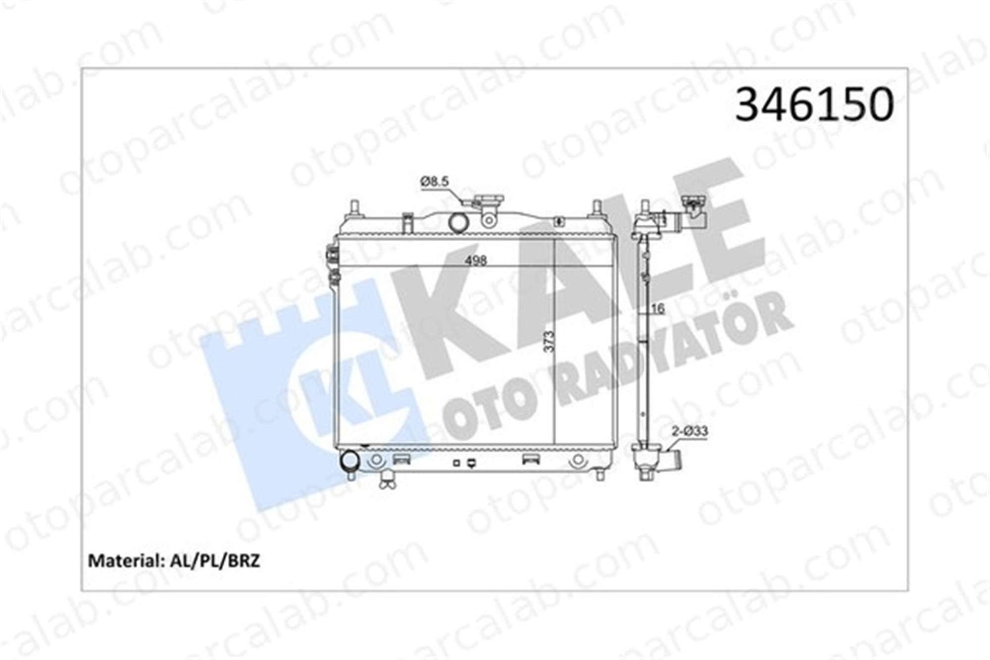 KALE 346150 Su Radyatörü HYUNDAI GETZ 346150 253101C100