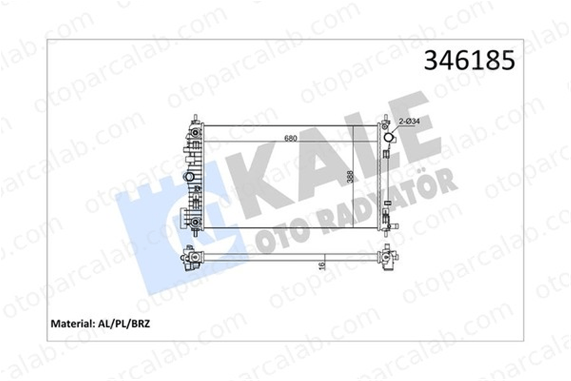 KALE 346185 Su Radyatörü SAAB 9-5 OPEL INSIGNIA A 346185 1300294
